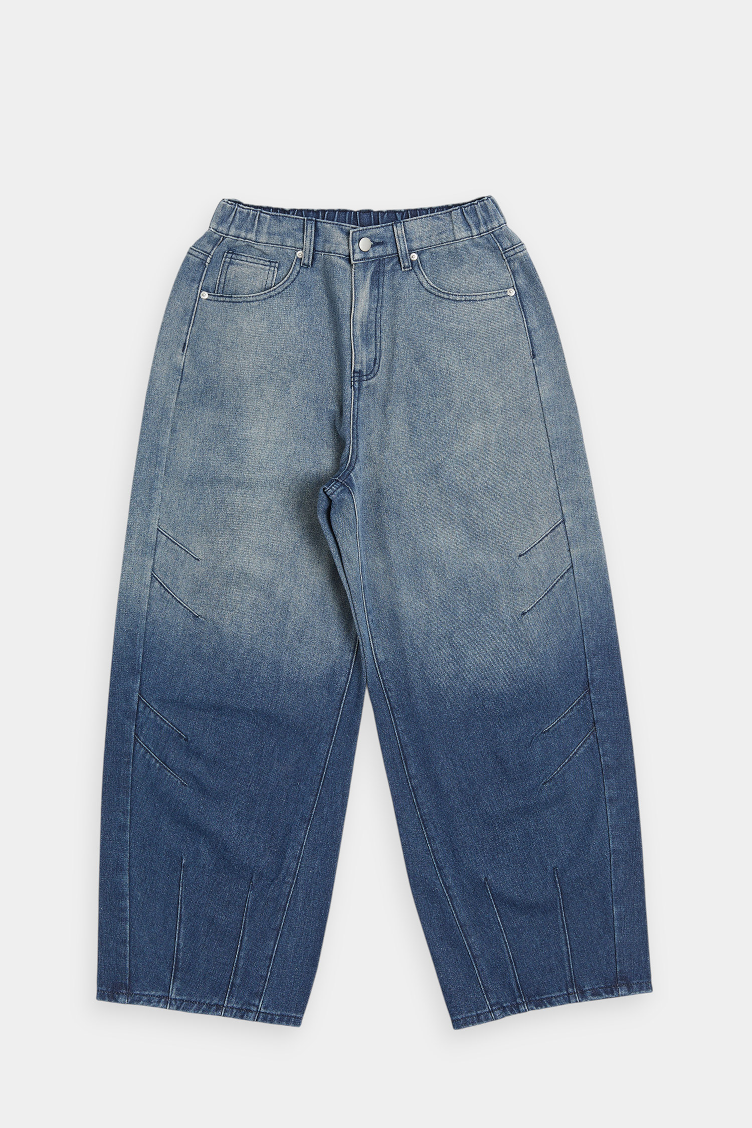 漸層刷色 Barrel Leg 錐形牛仔長褲