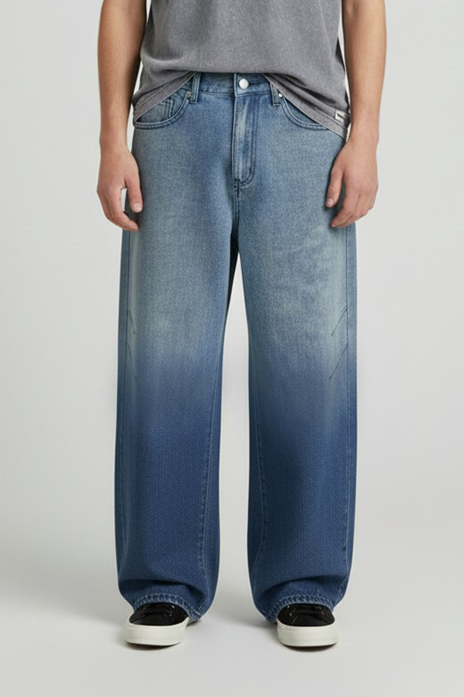 漸層刷色 Barrel Leg 錐形牛仔長褲