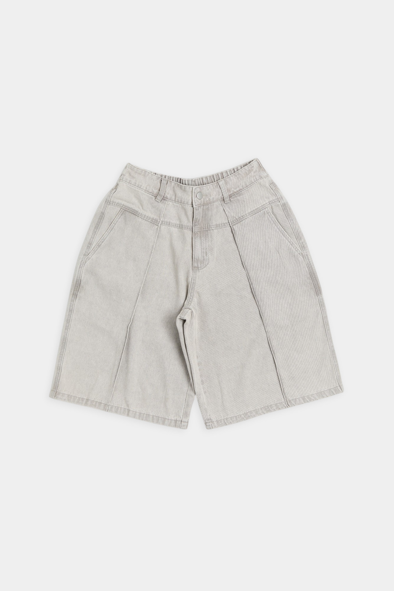 剪接打褶 牛仔中褲