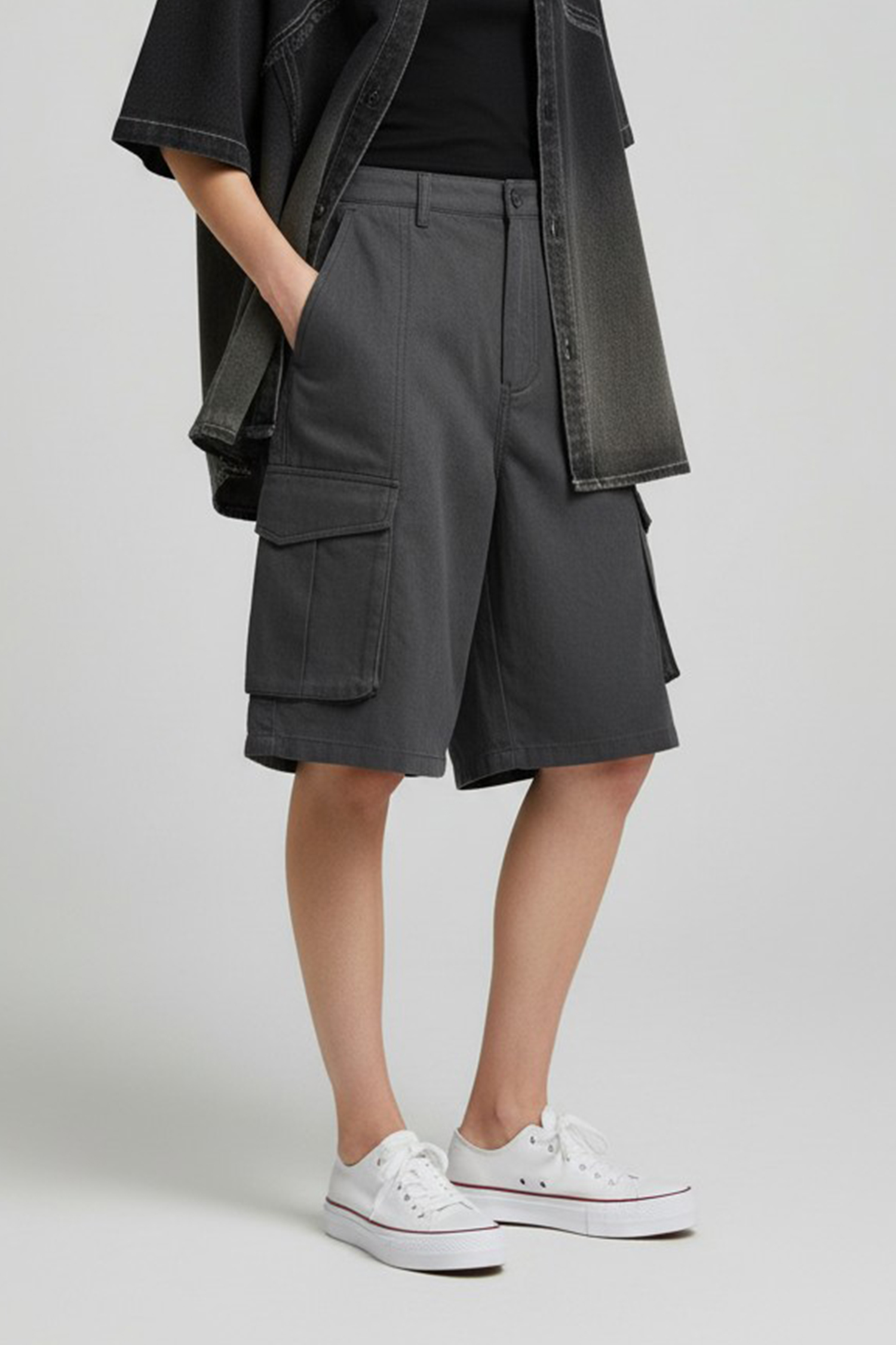 渲染雙口袋短褲(寬版)