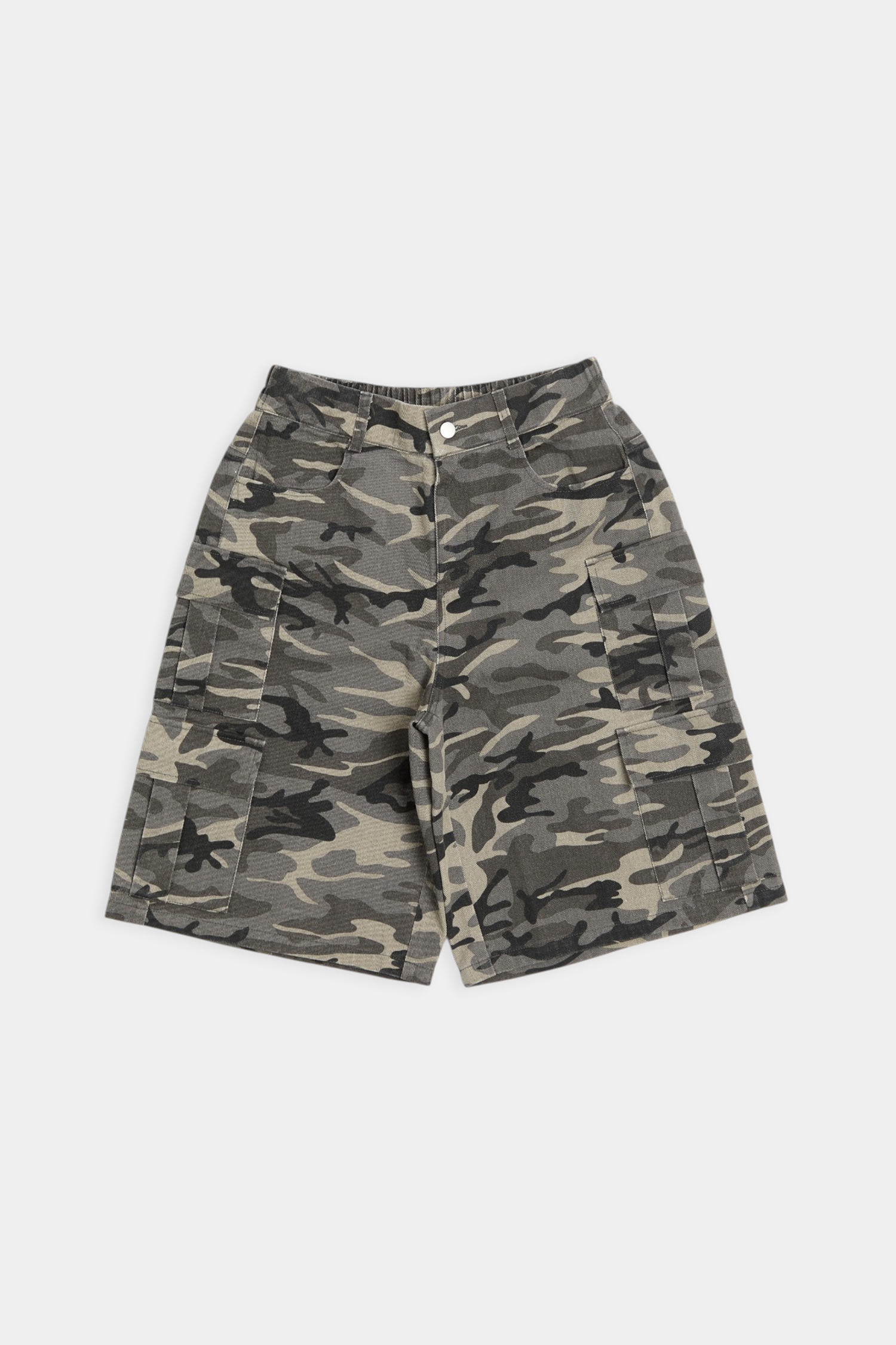 洗舊迷彩 工裝口袋短褲(寬版)