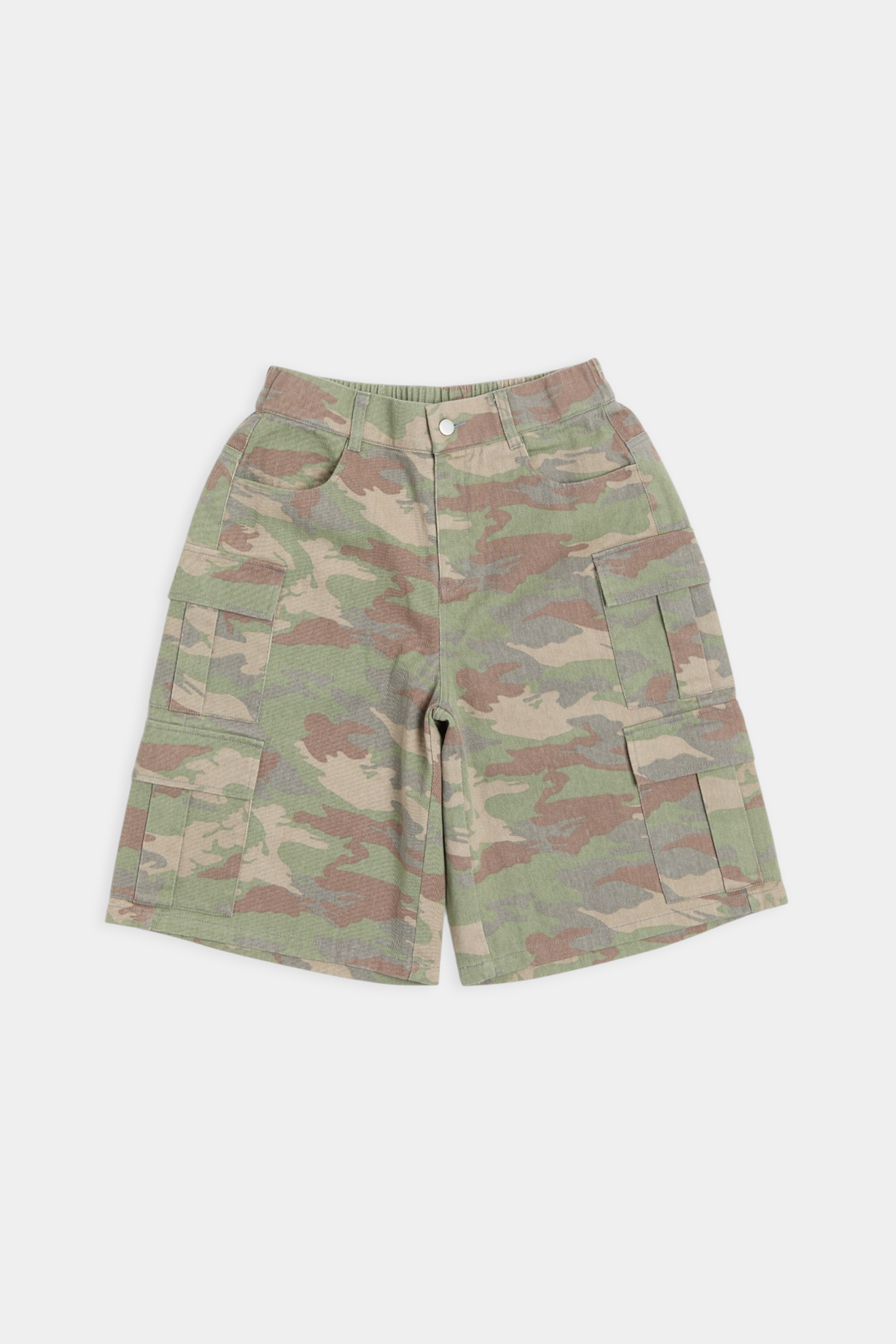 洗舊迷彩 工裝口袋短褲(寬版)