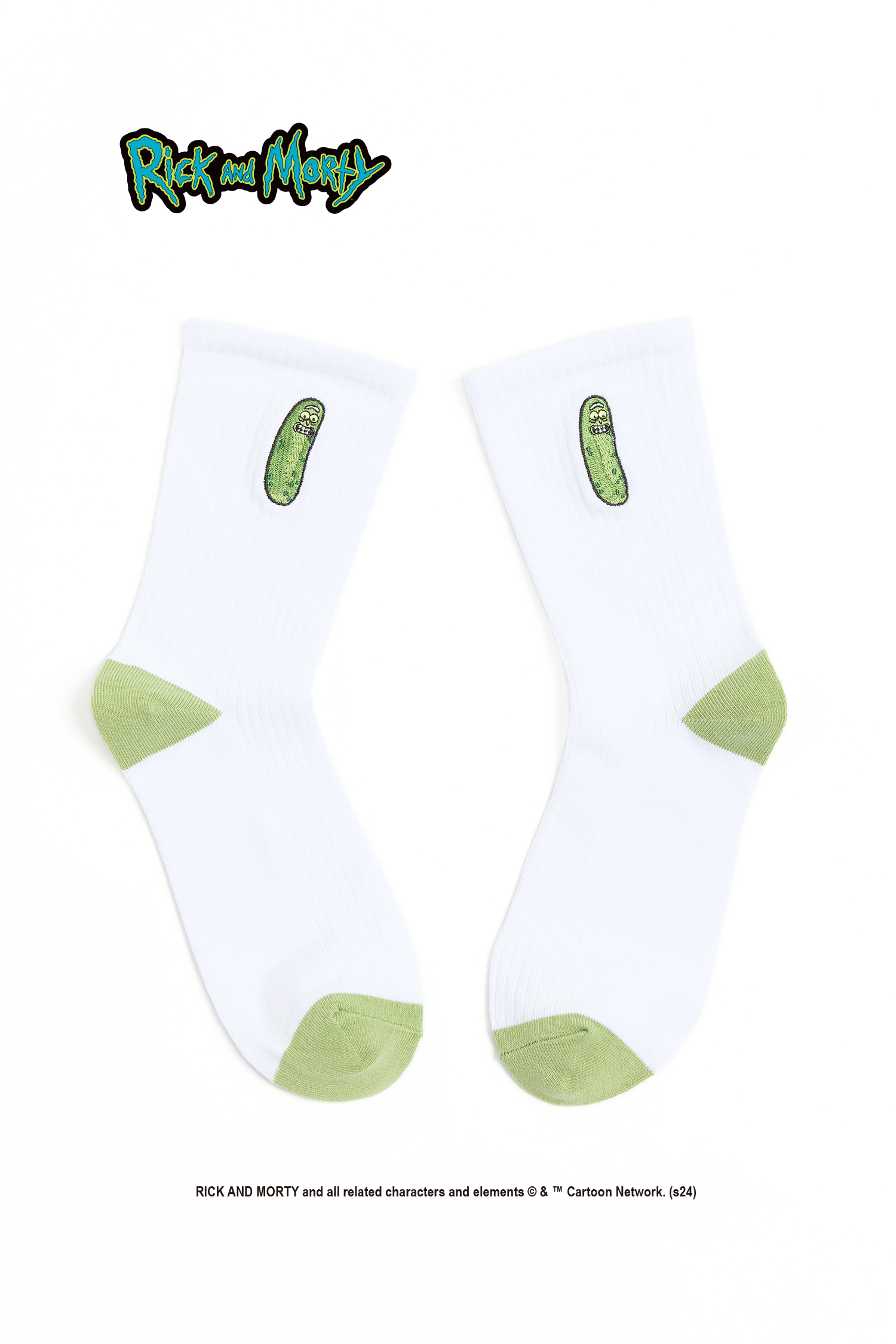 Rick and Morty 黃瓜電繡中筒襪