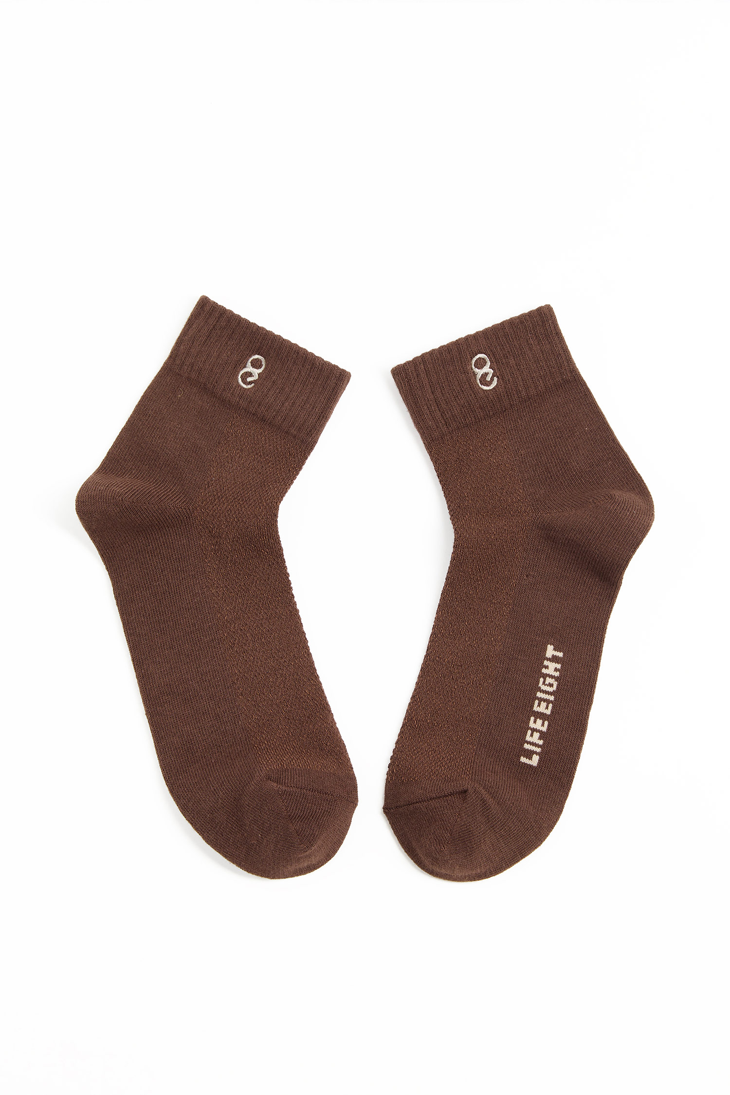 品牌跳色電繡短襪