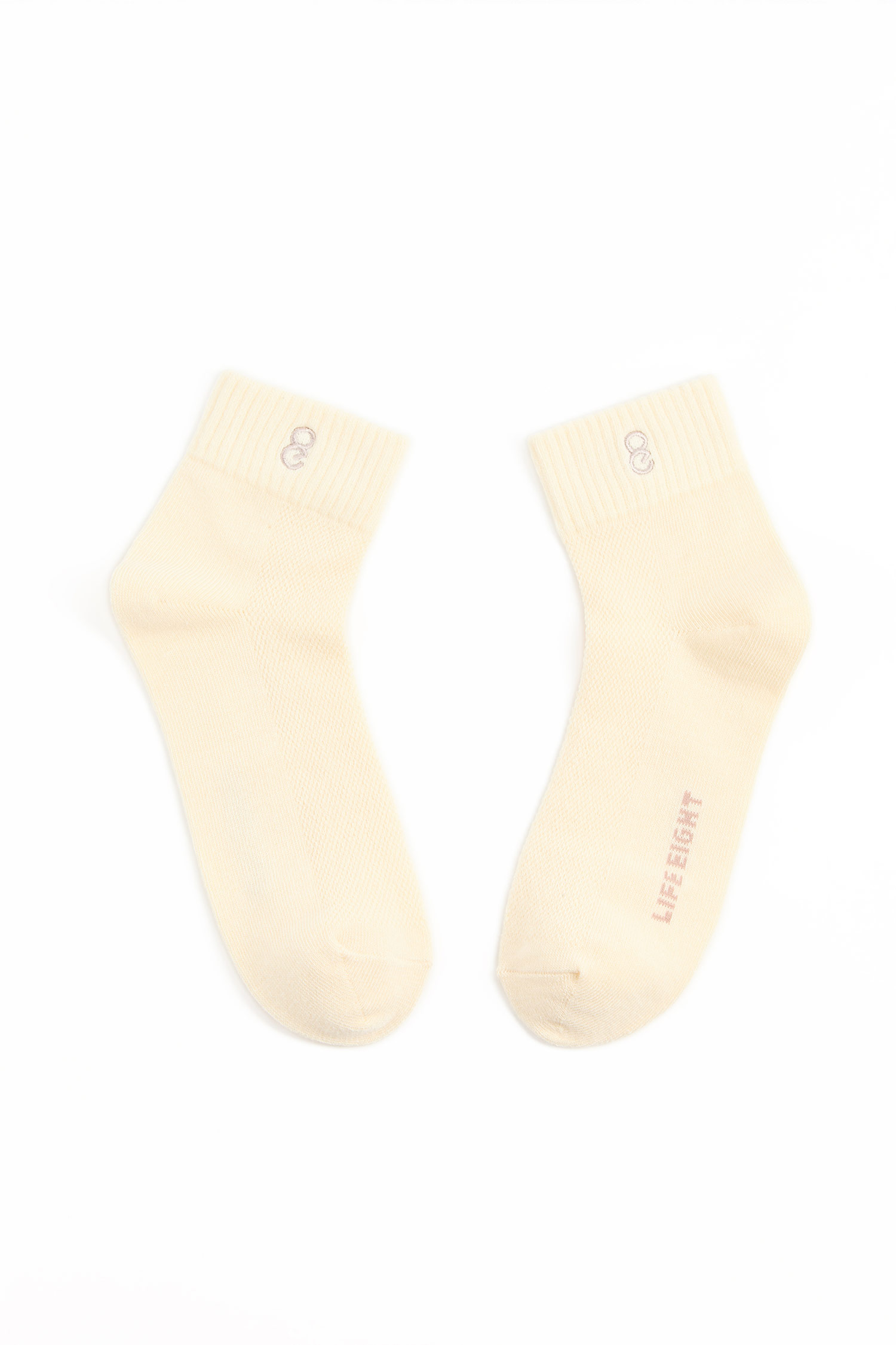 品牌跳色電繡短襪