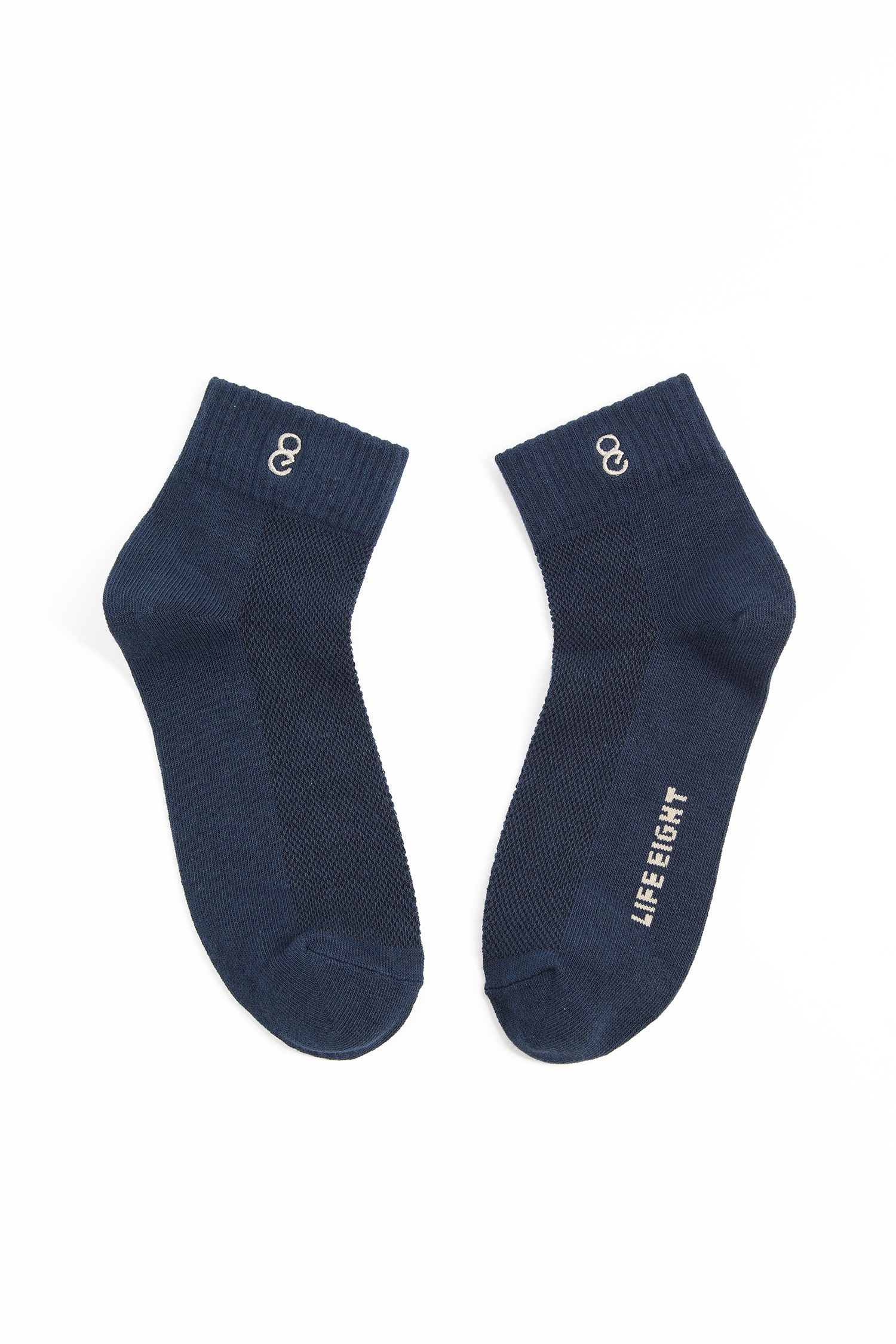 品牌跳色電繡短襪