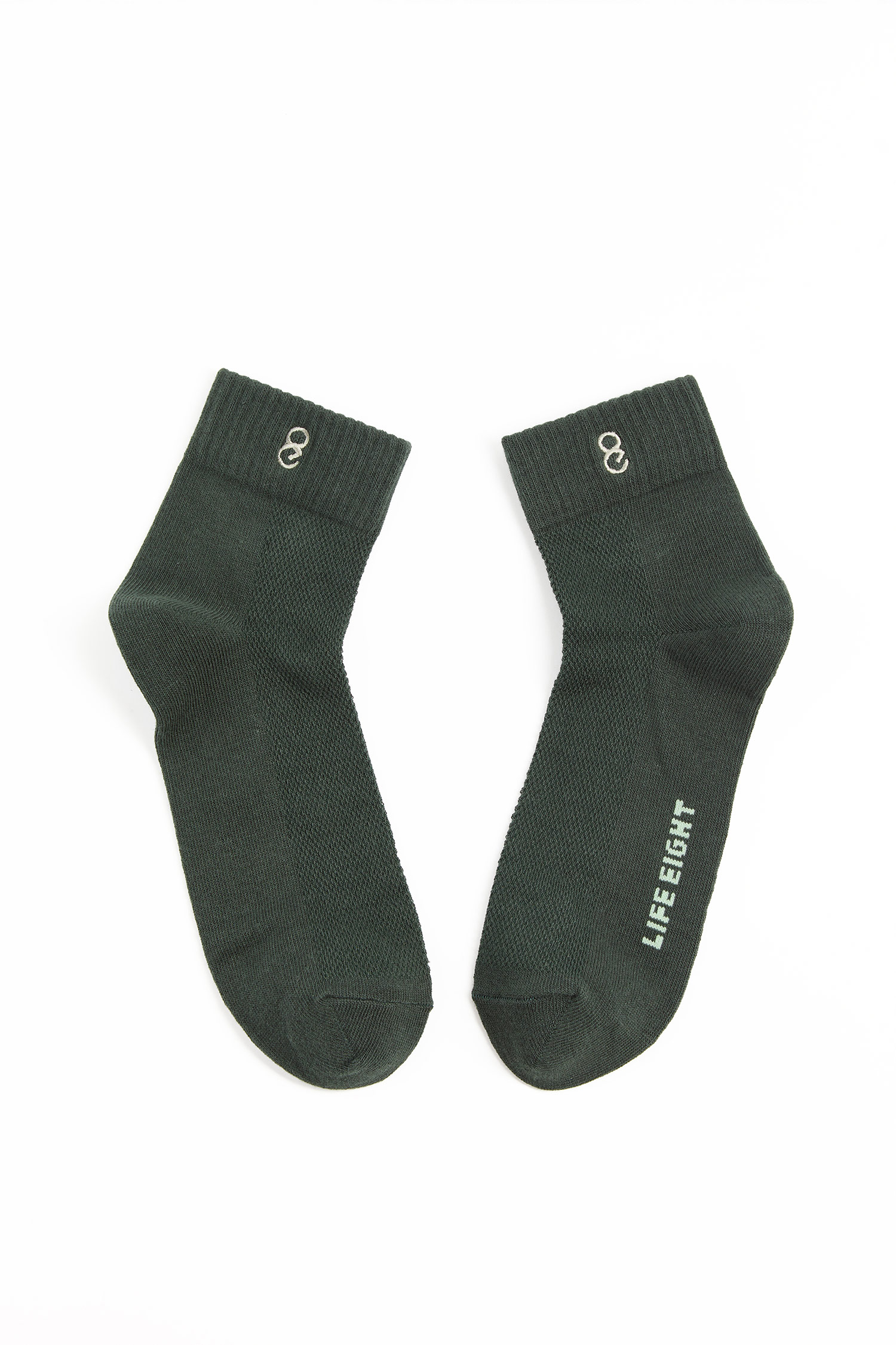 品牌跳色電繡短襪