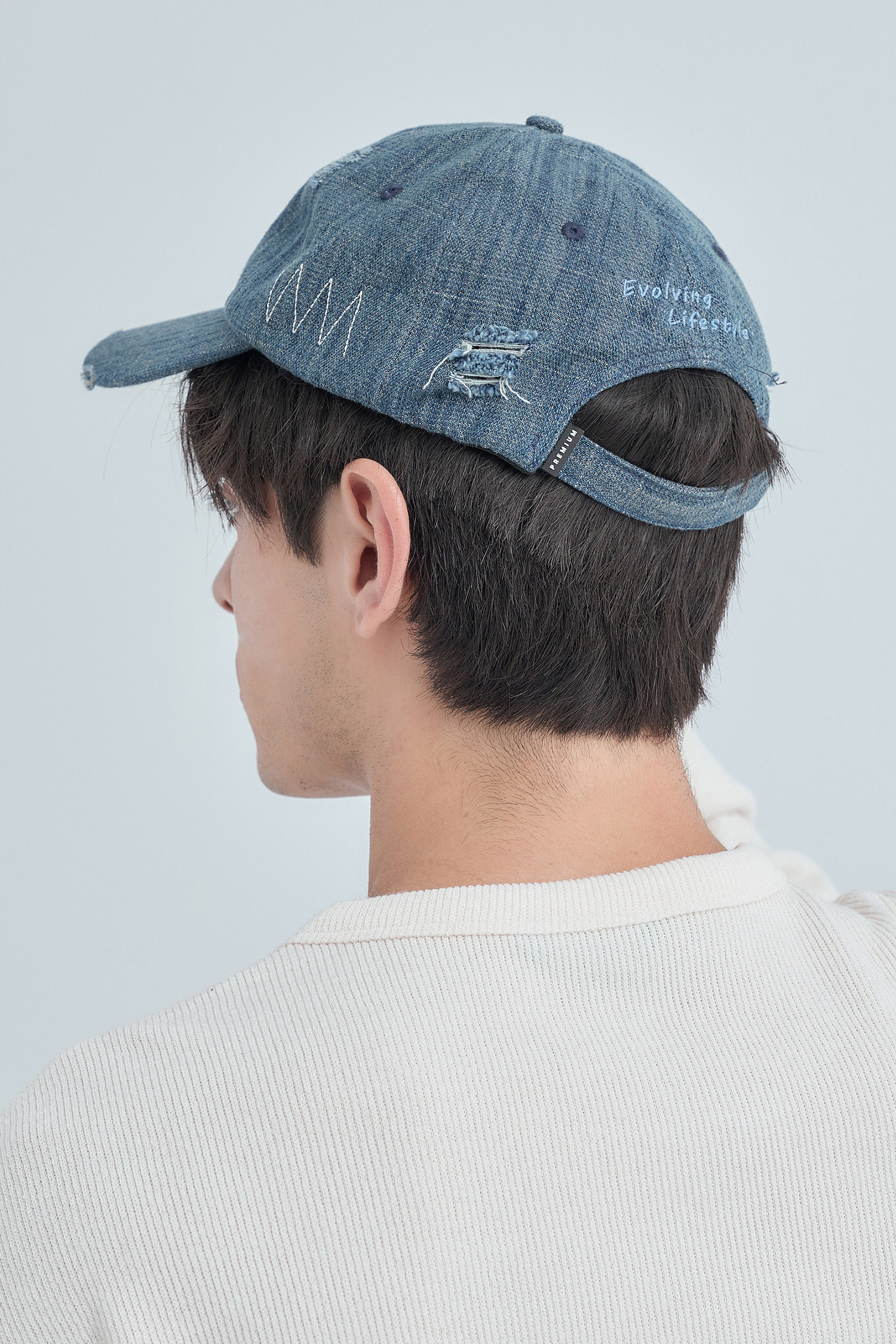 率性街頭 刺繡刷破棒球帽