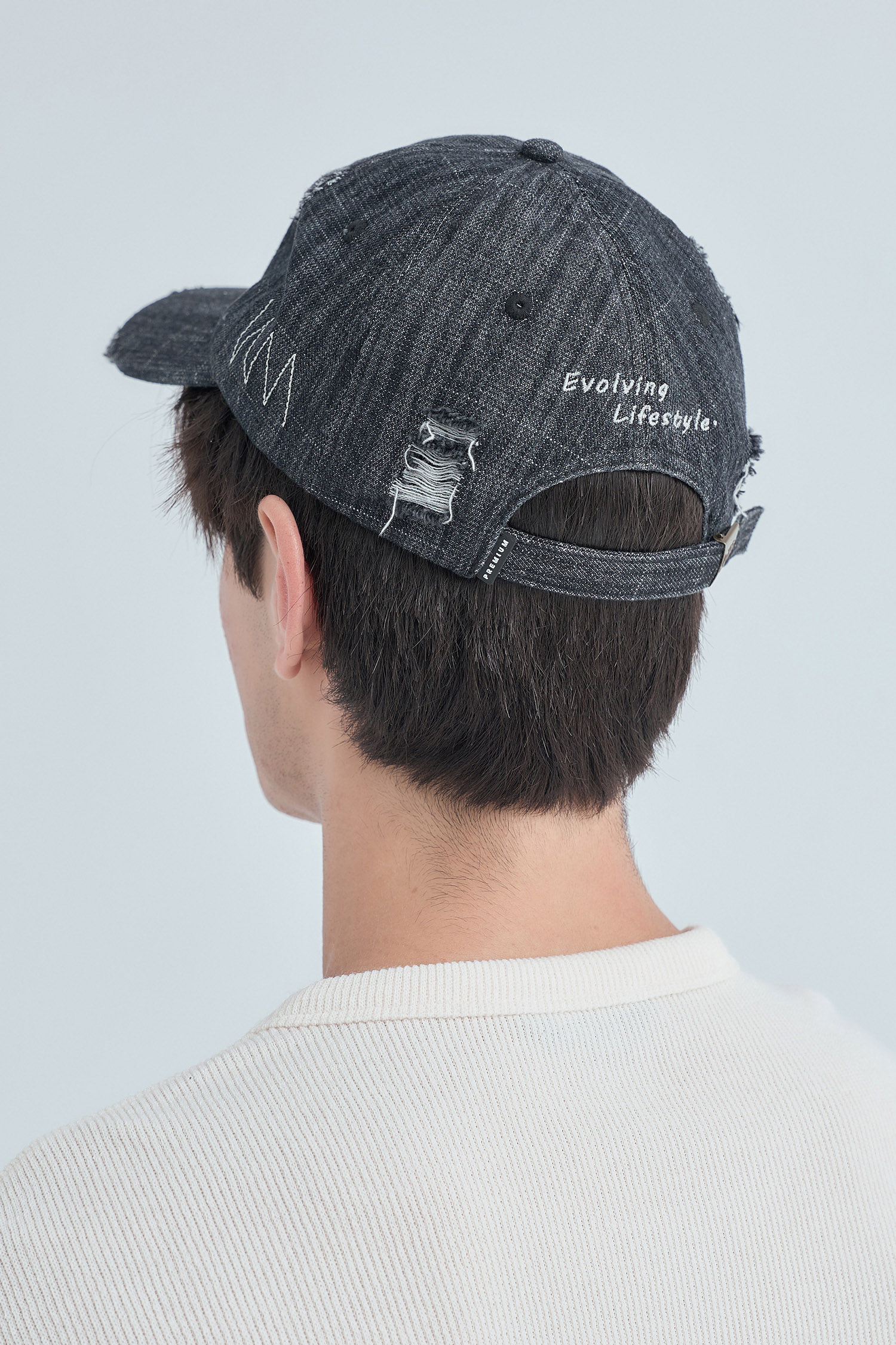 率性街頭 刺繡刷破棒球帽