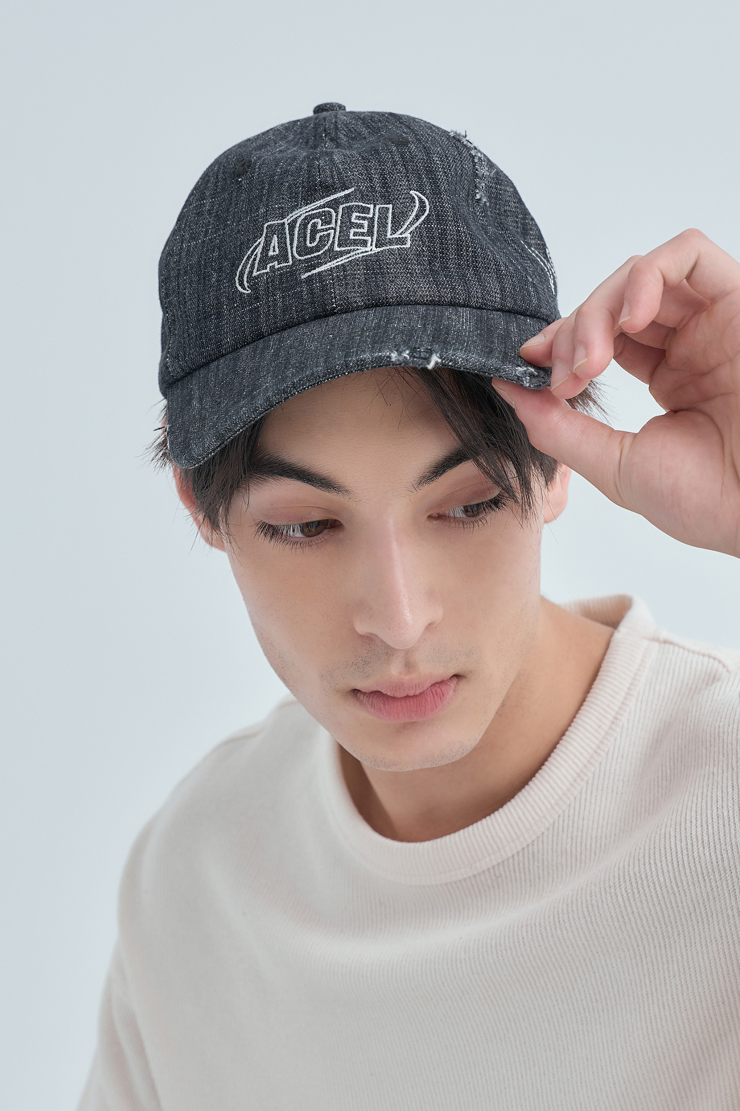 率性街頭 刺繡刷破棒球帽