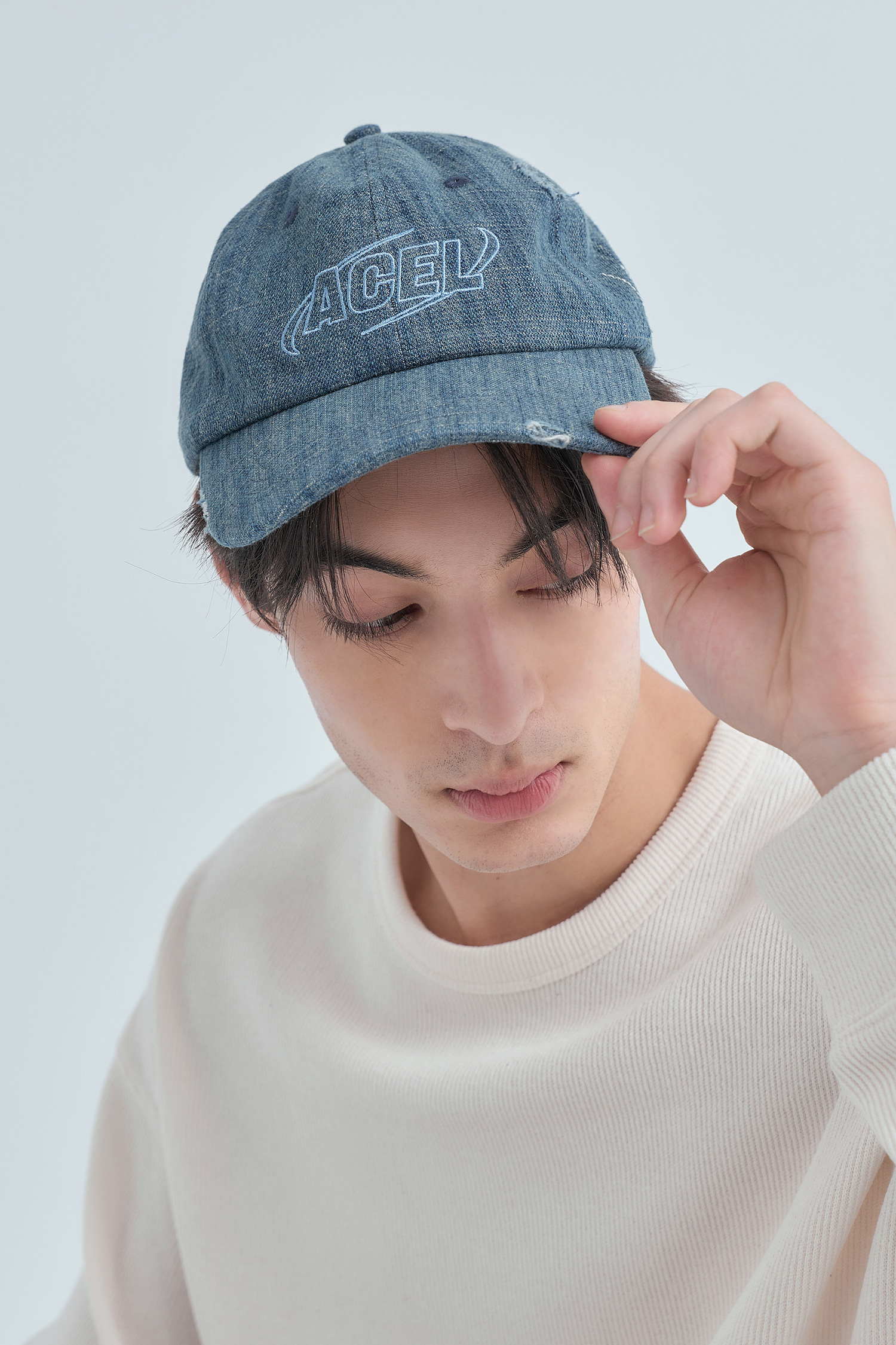 率性街頭 刺繡刷破棒球帽