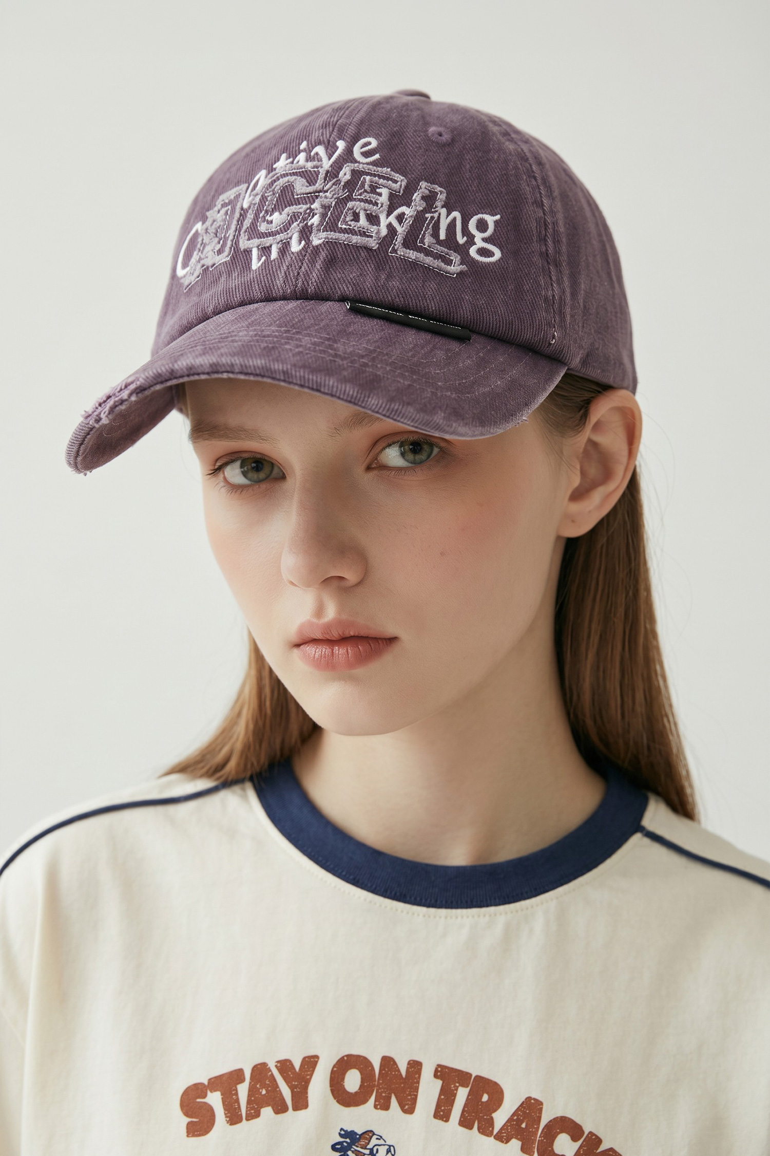 毛邊貼布繡 水洗感棒球帽