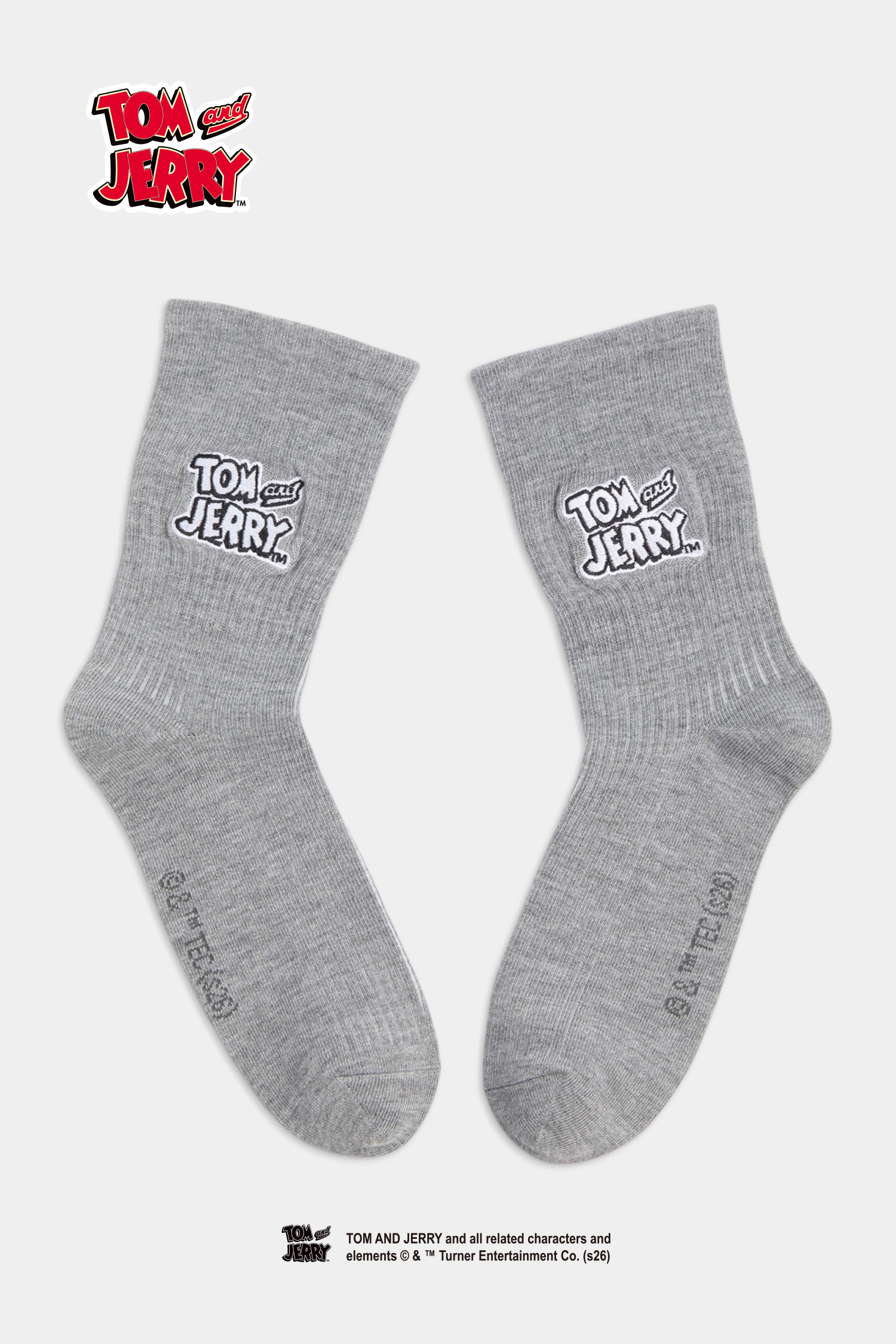TOM AND JERRY 字體刺繡中筒襪
