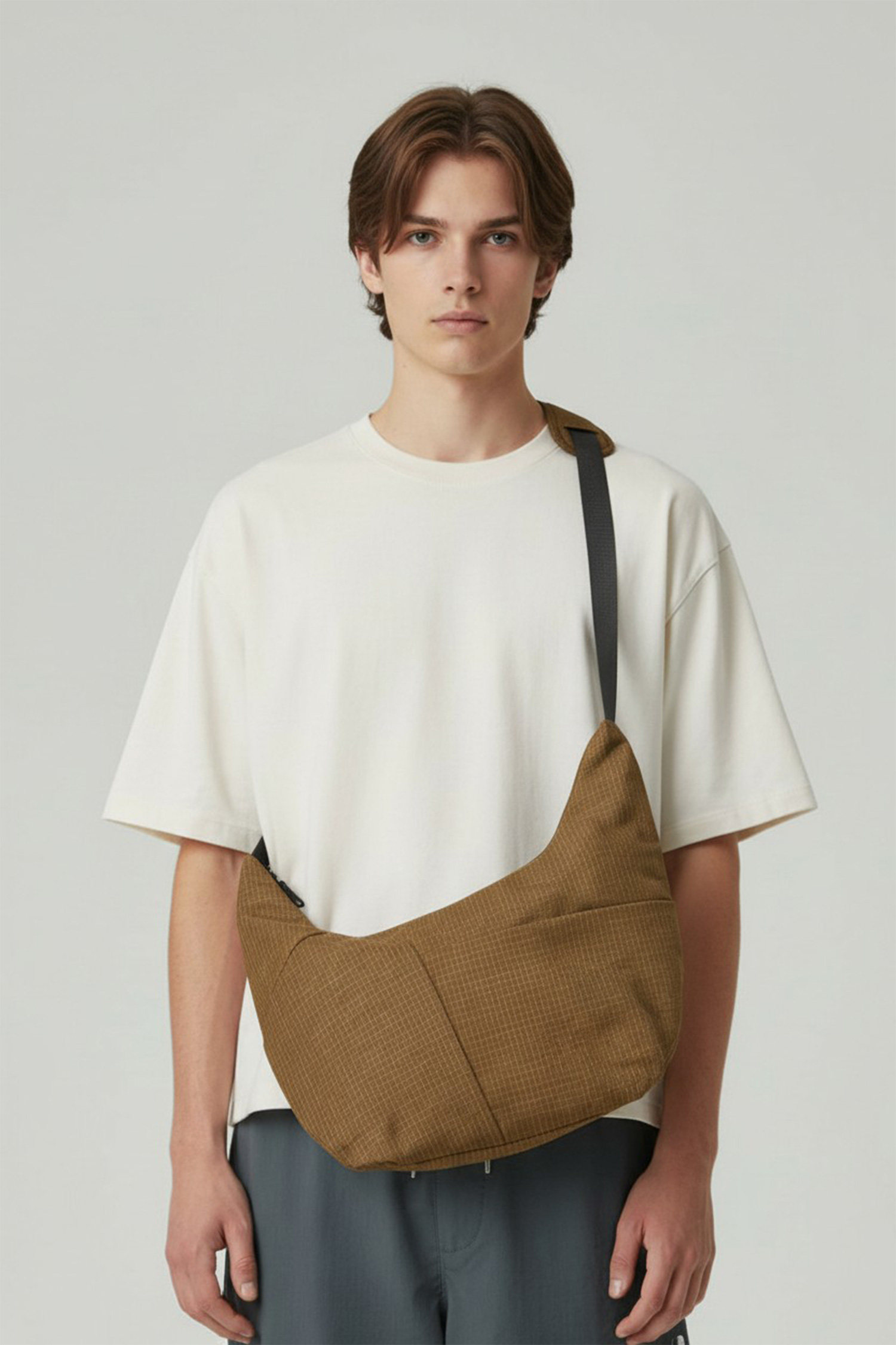 城市旅趣 大容量格紋肩背包