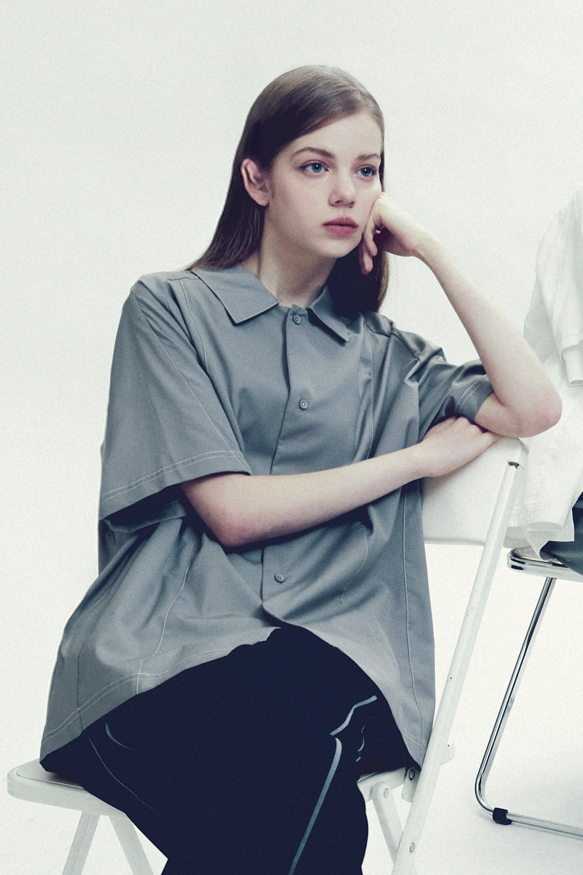 PREMIUM 拼接設計短袖襯衫