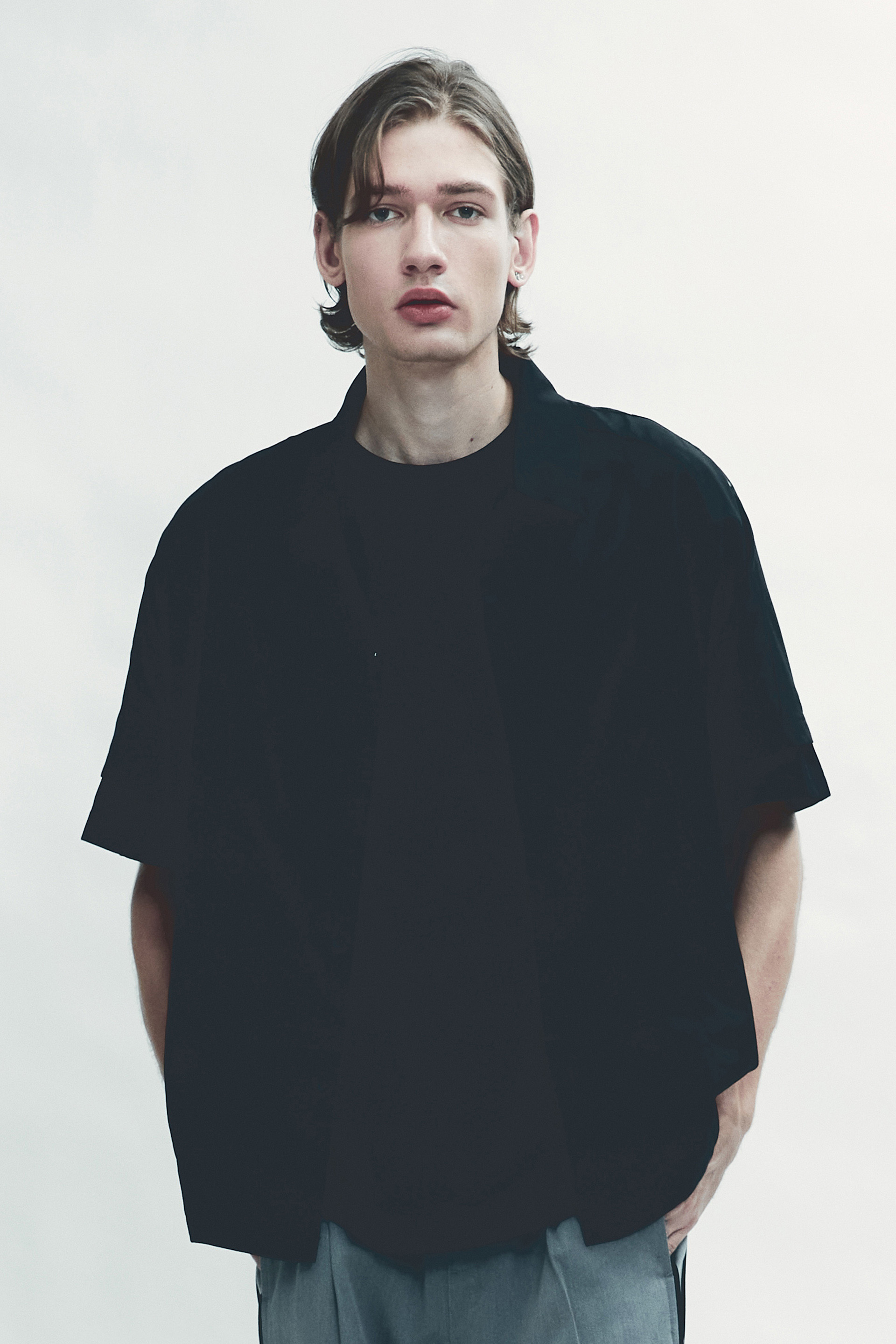 PREMIUM 拼接設計短袖襯衫