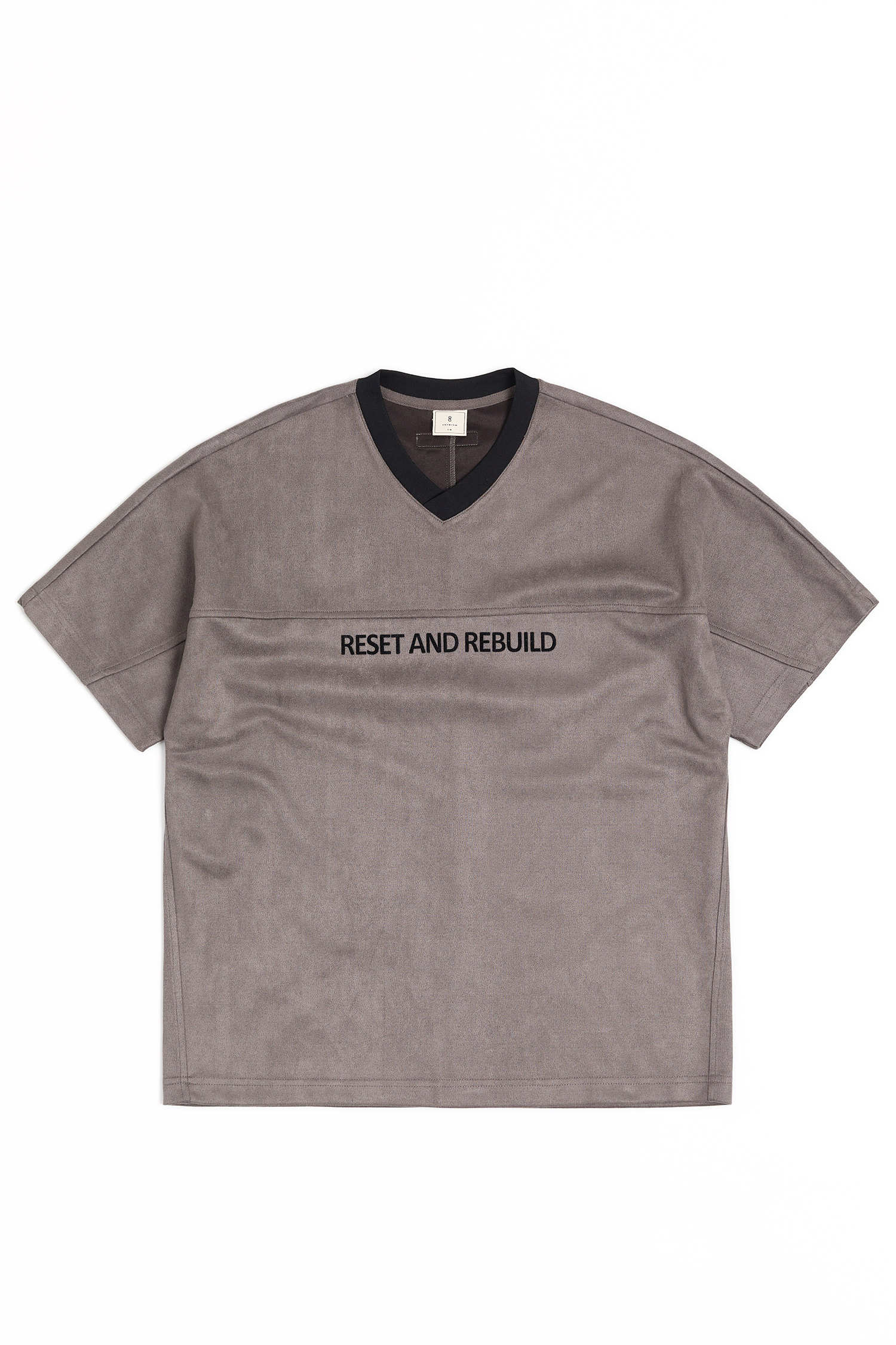 PREMIUM 麂皮文字短袖上衣