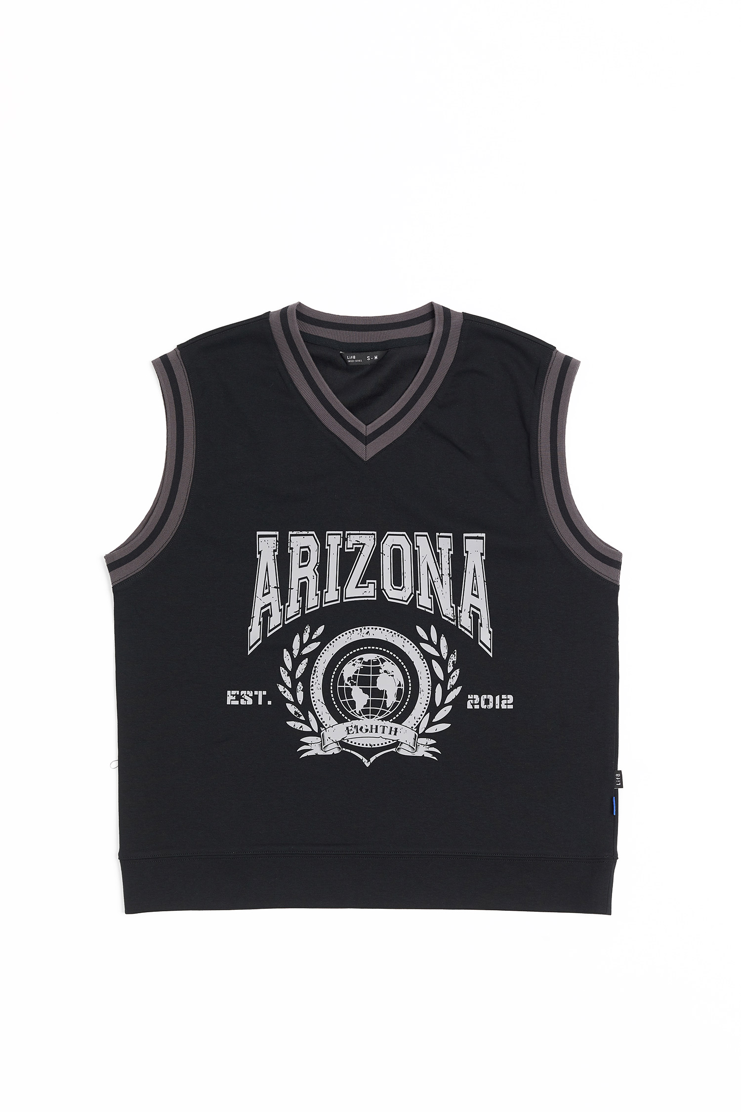 Life8 美式條紋領 無袖背心