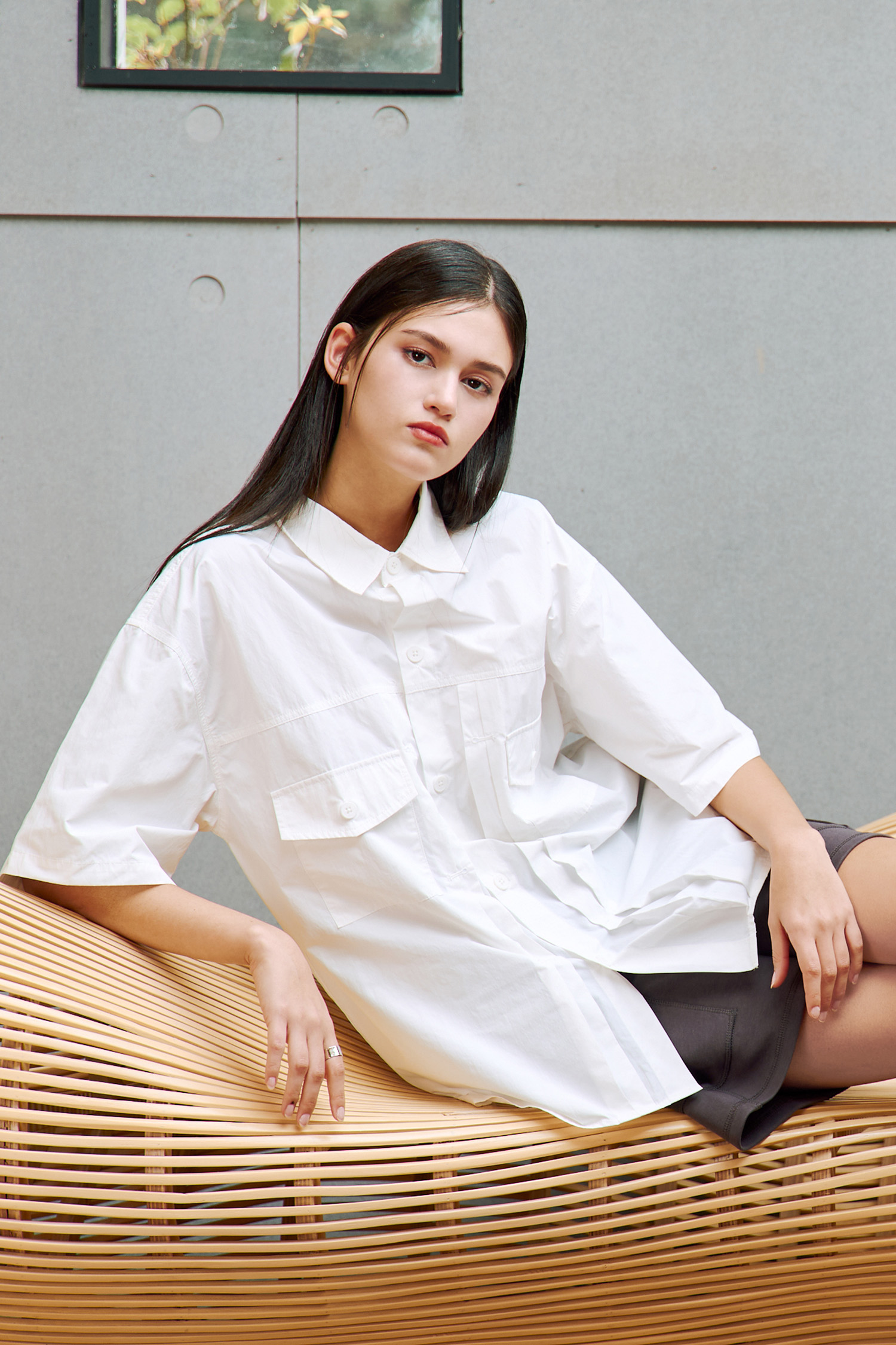 PREMIUM 雙門襟口袋短袖襯衫