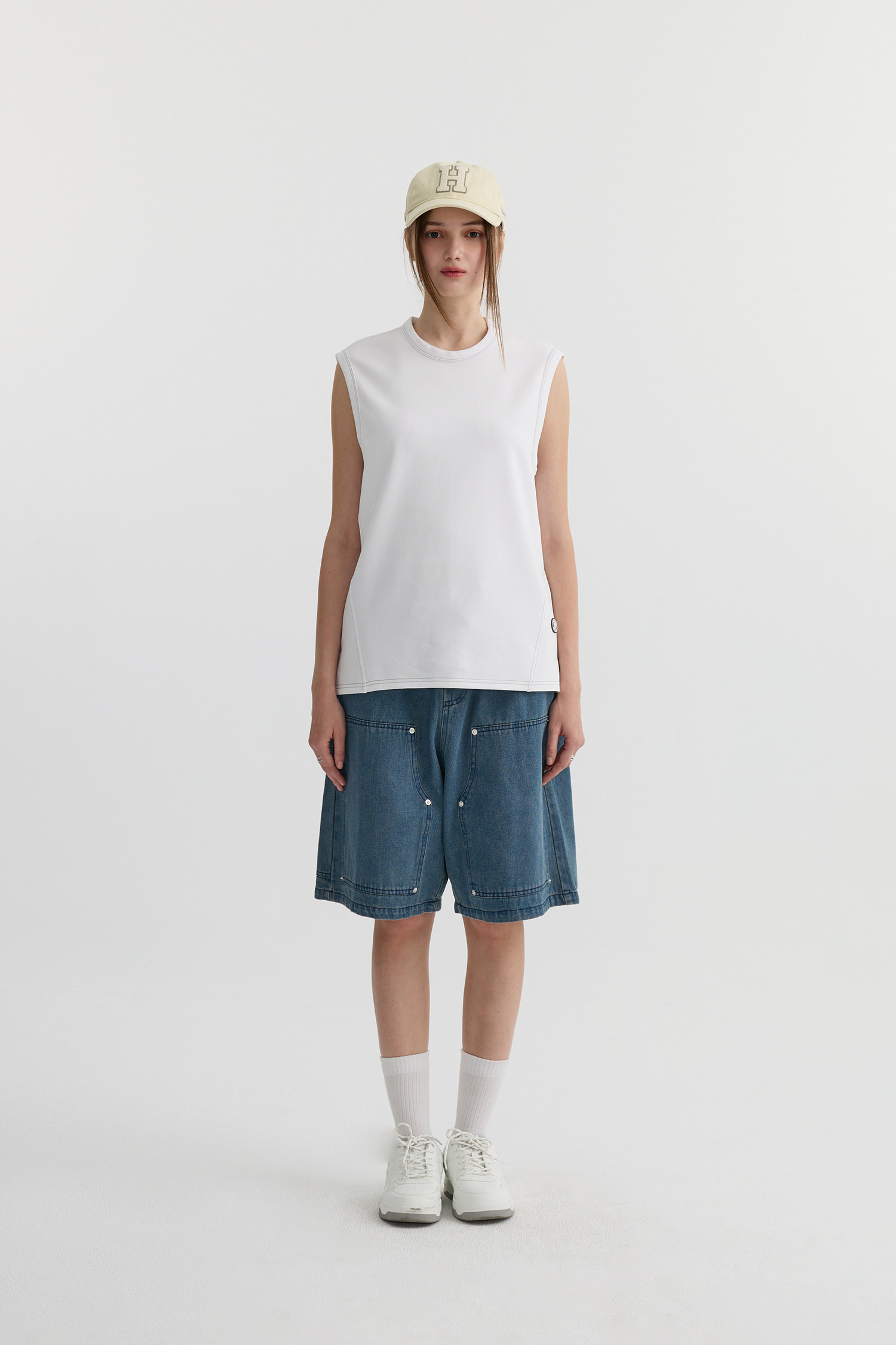 Life8 拼接線條 圓領背心