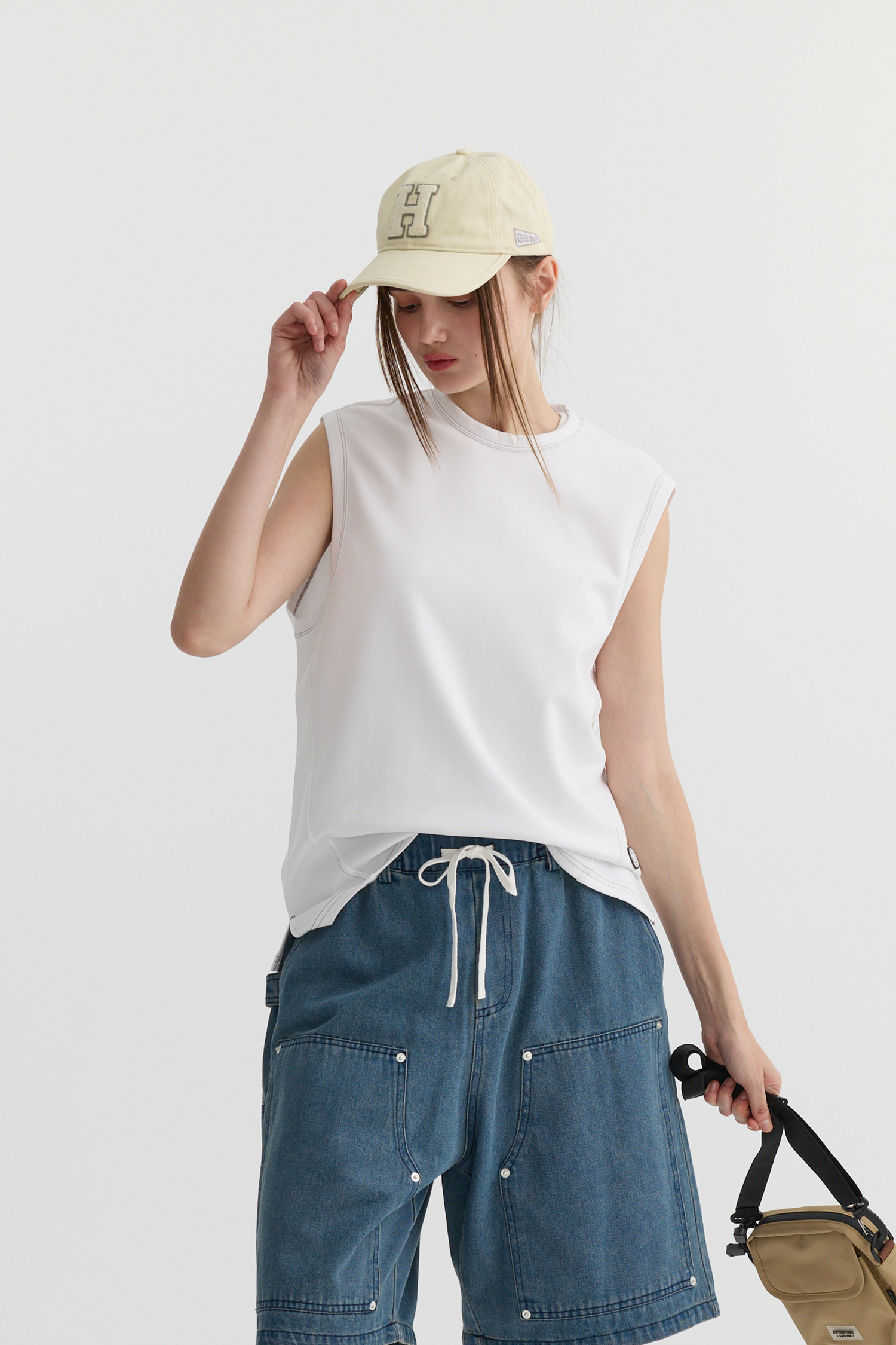 Life8 拼接線條 圓領背心