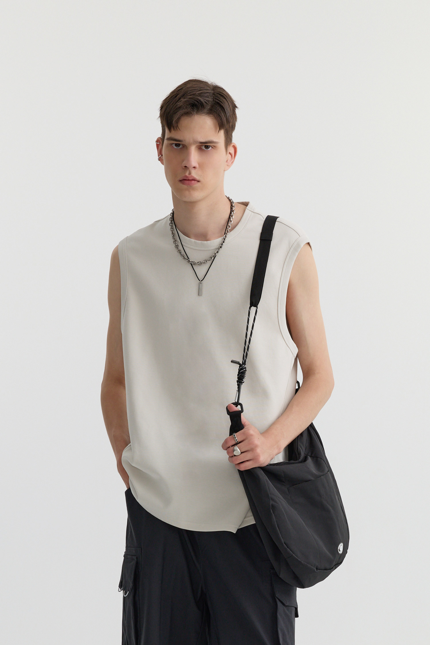 Life8 拼接線條 圓領背心