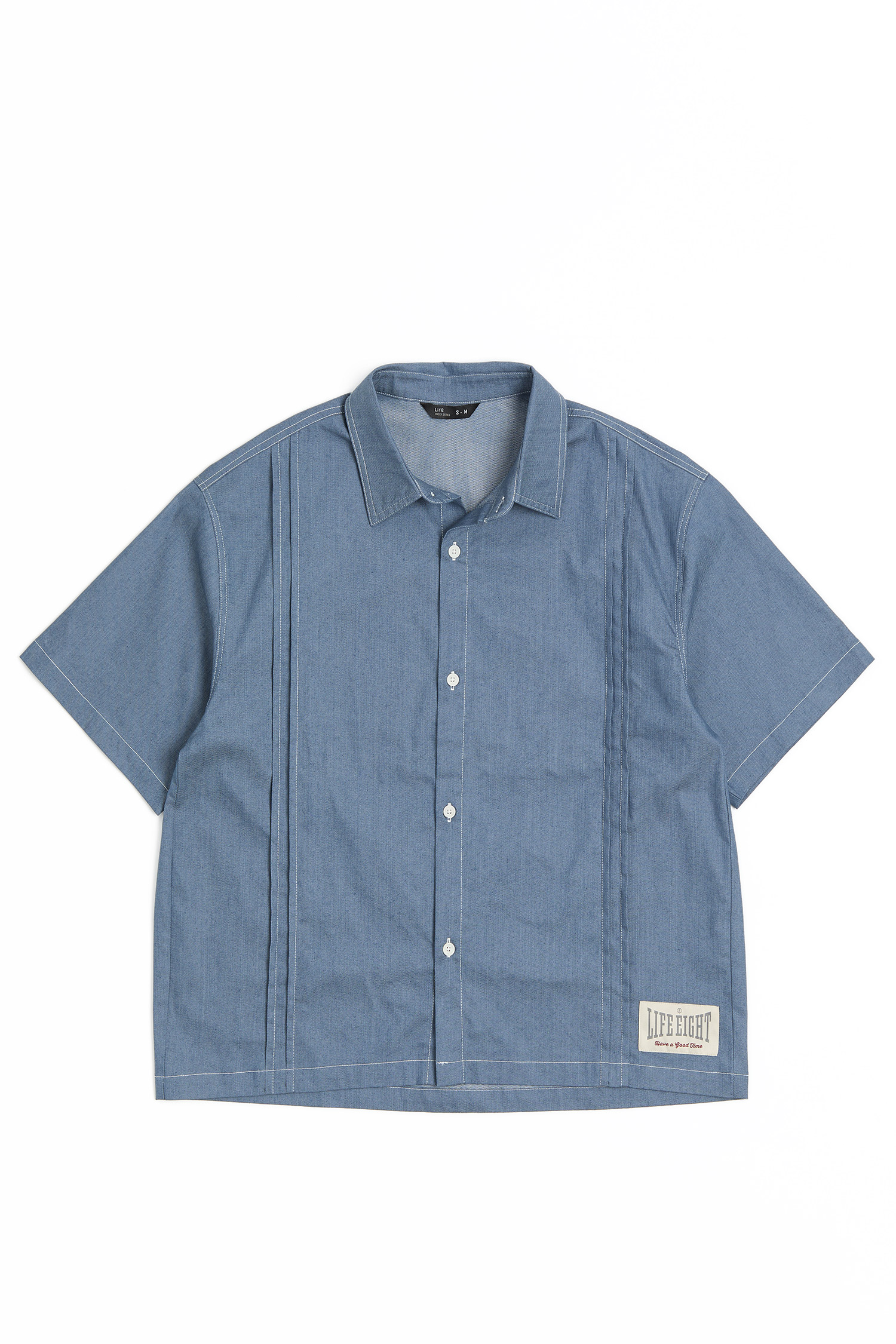 Life8 雙線打摺 短袖襯衫