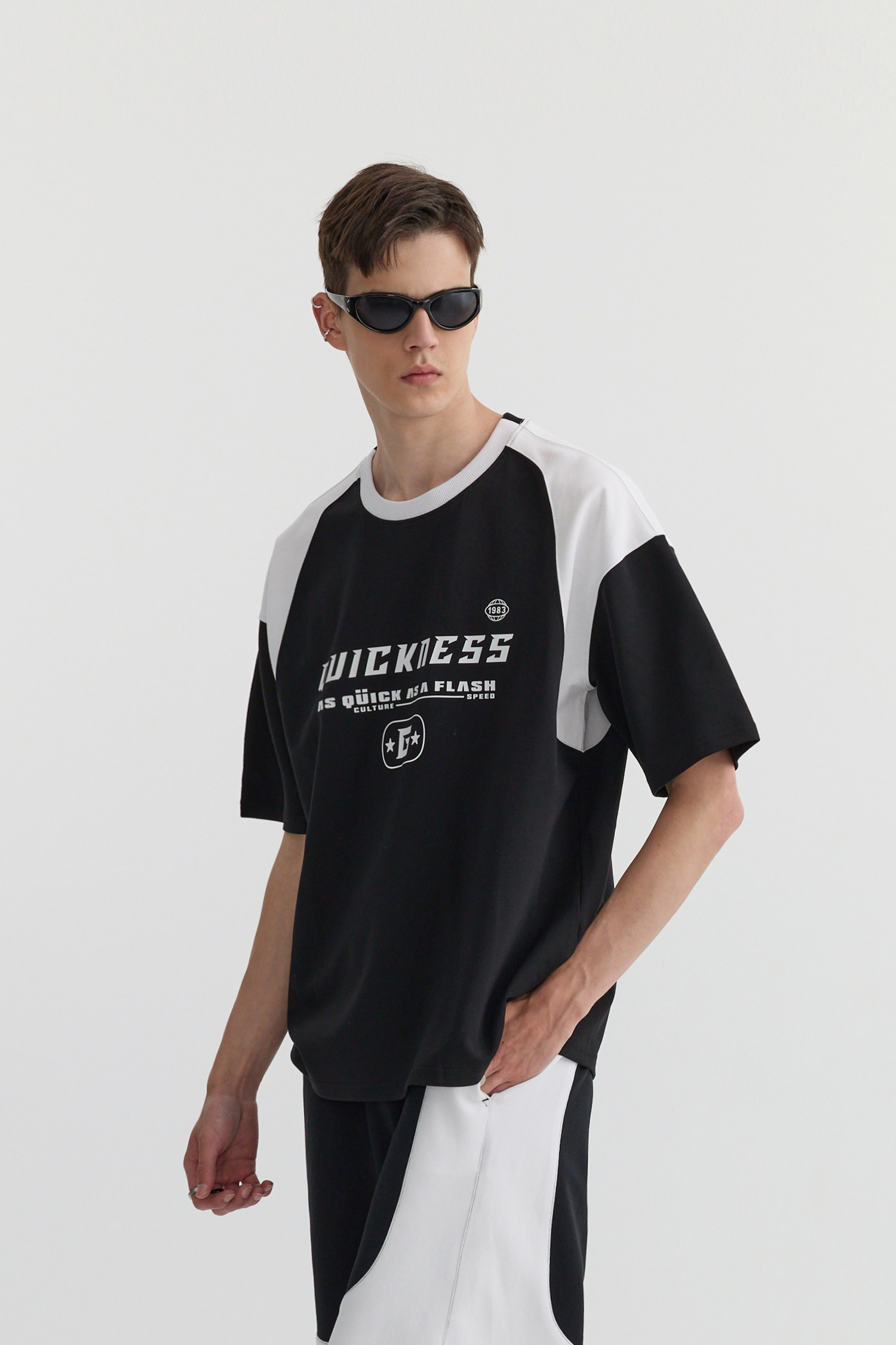 Life8 圓弧拼接 短袖上衣