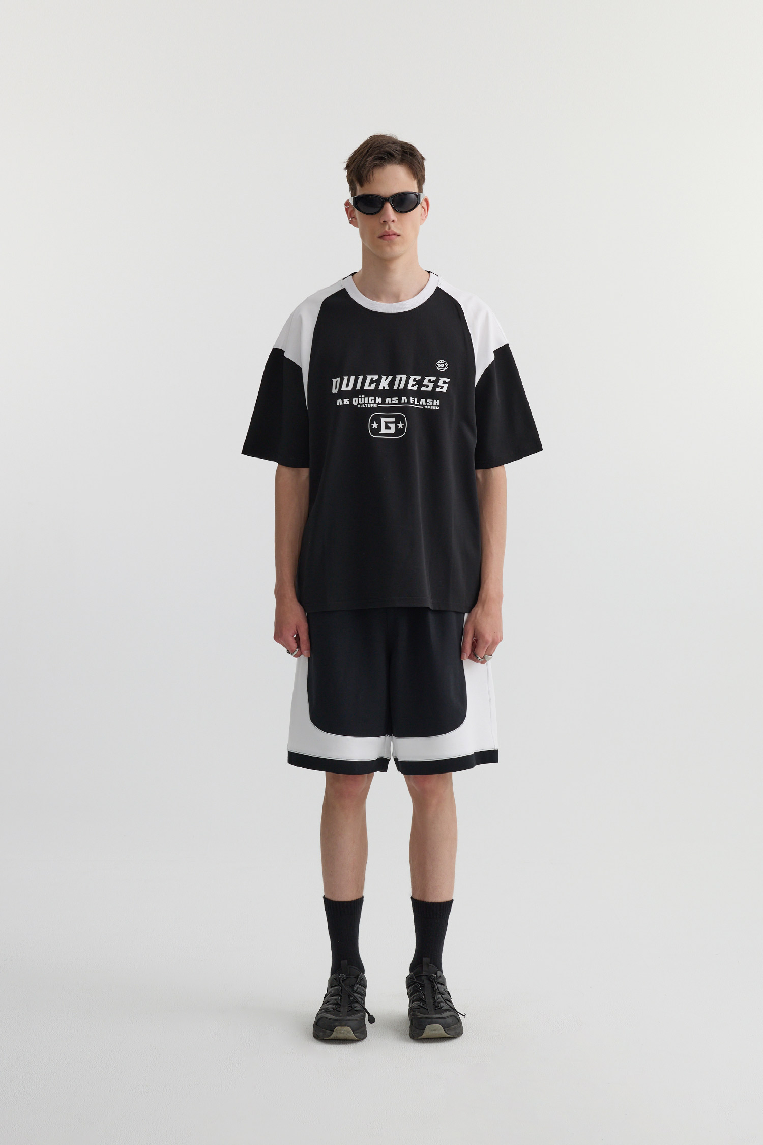 Life8 圓弧拼接 短袖上衣