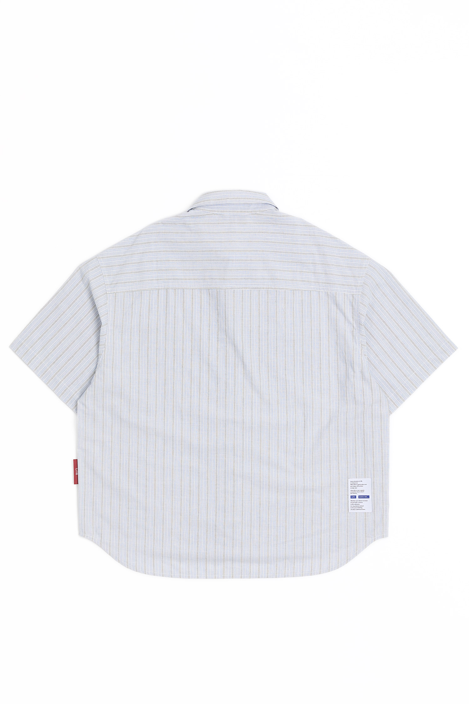 Life8 雙袋刺繡條紋襯衫(寬版)