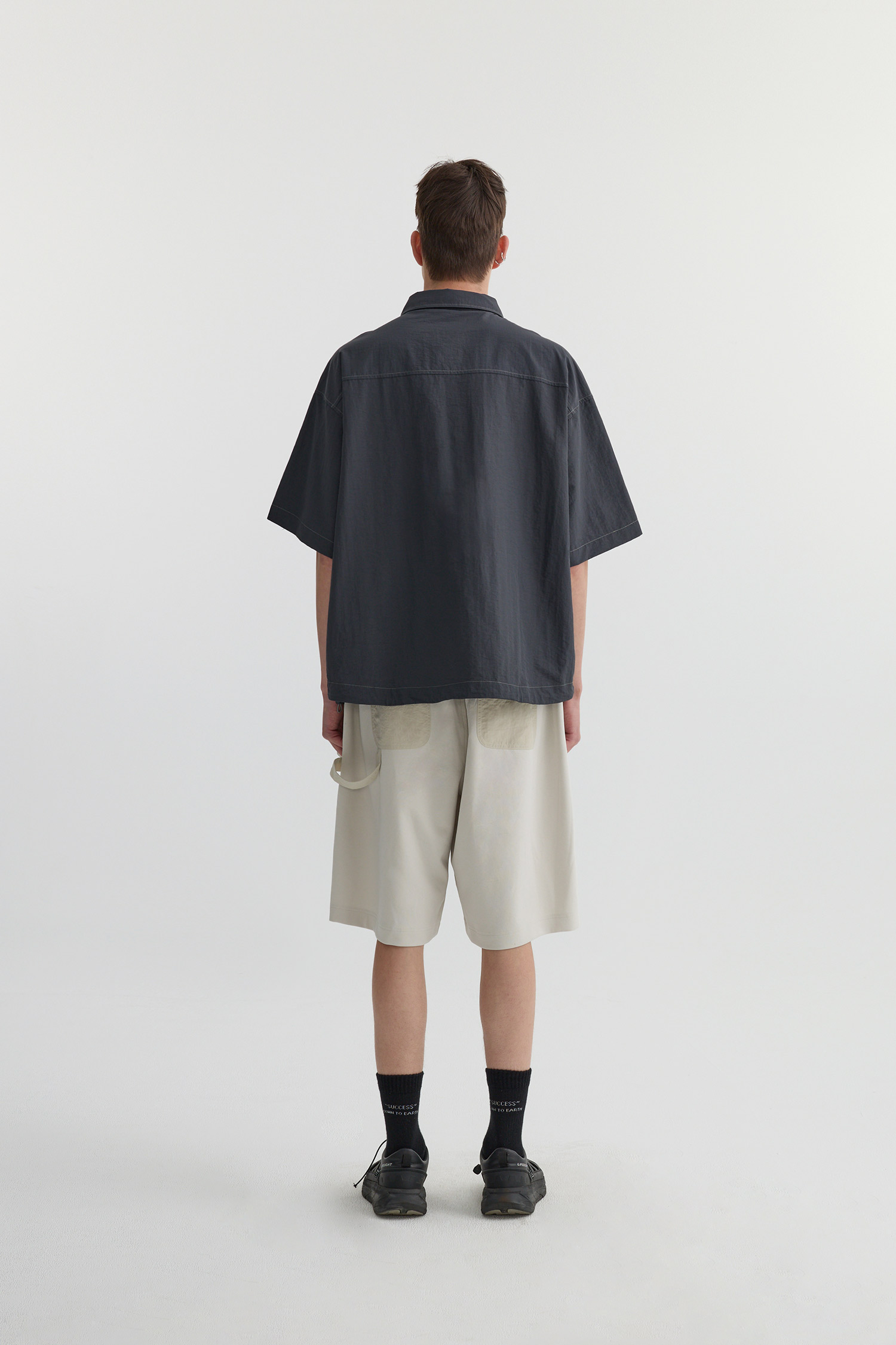 Life8 韓系可束下襬 短袖襯衫