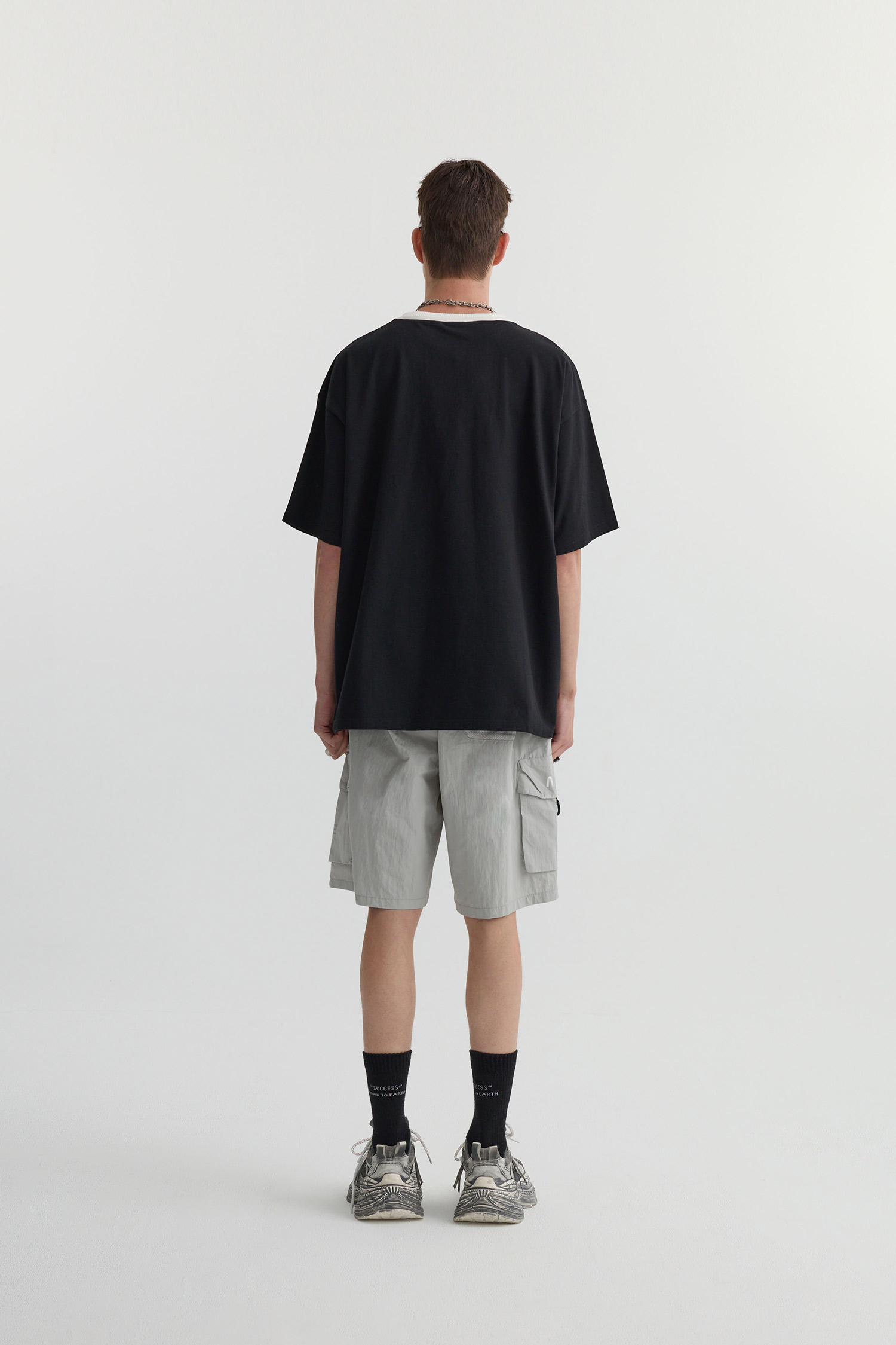 太空系列 撞色領文字短袖上衣