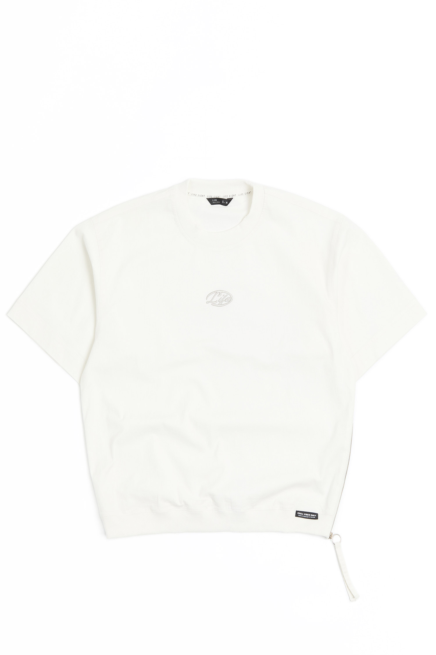 Life8 斜紋側開拉鍊 短袖上衣