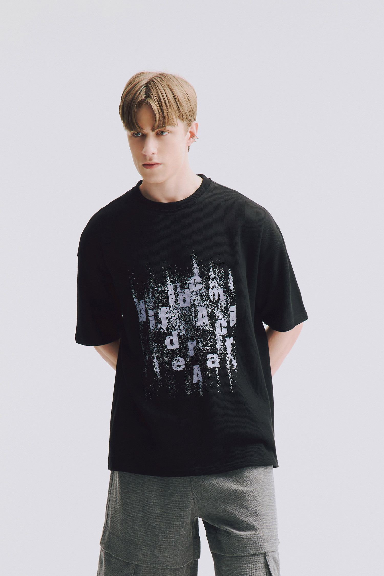 羅紋針織文字變化 短袖上衣