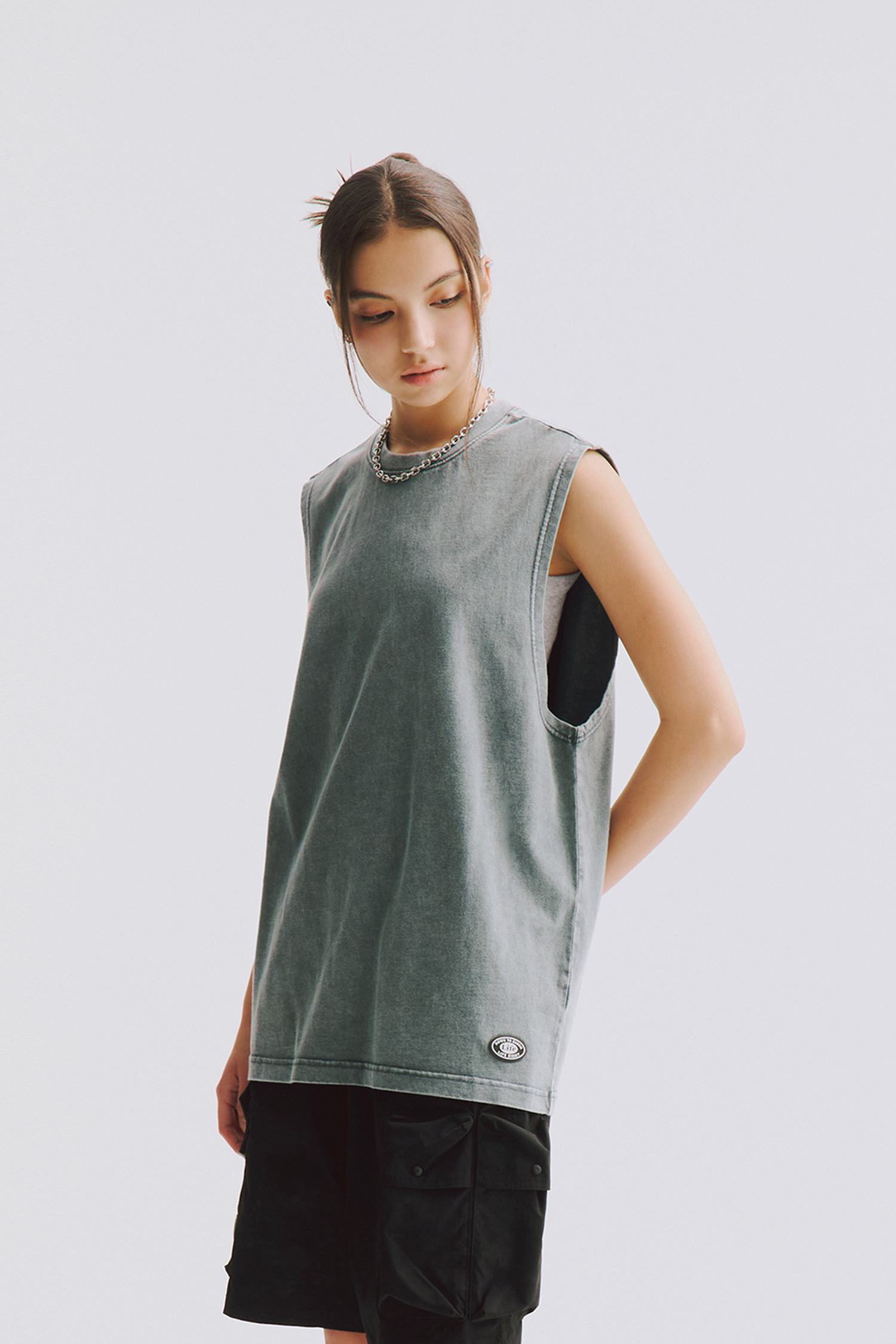 韓系簡約 水洗圓領背心