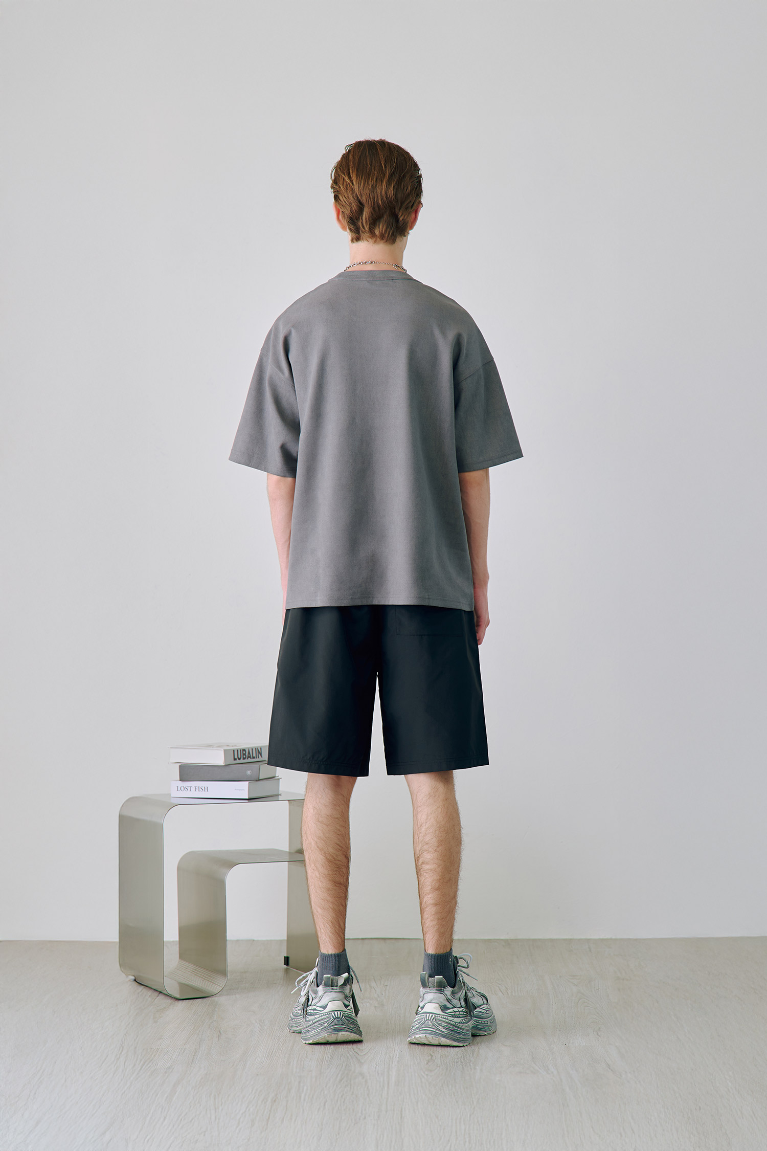 水洗感麂皮 印花 短袖上衣