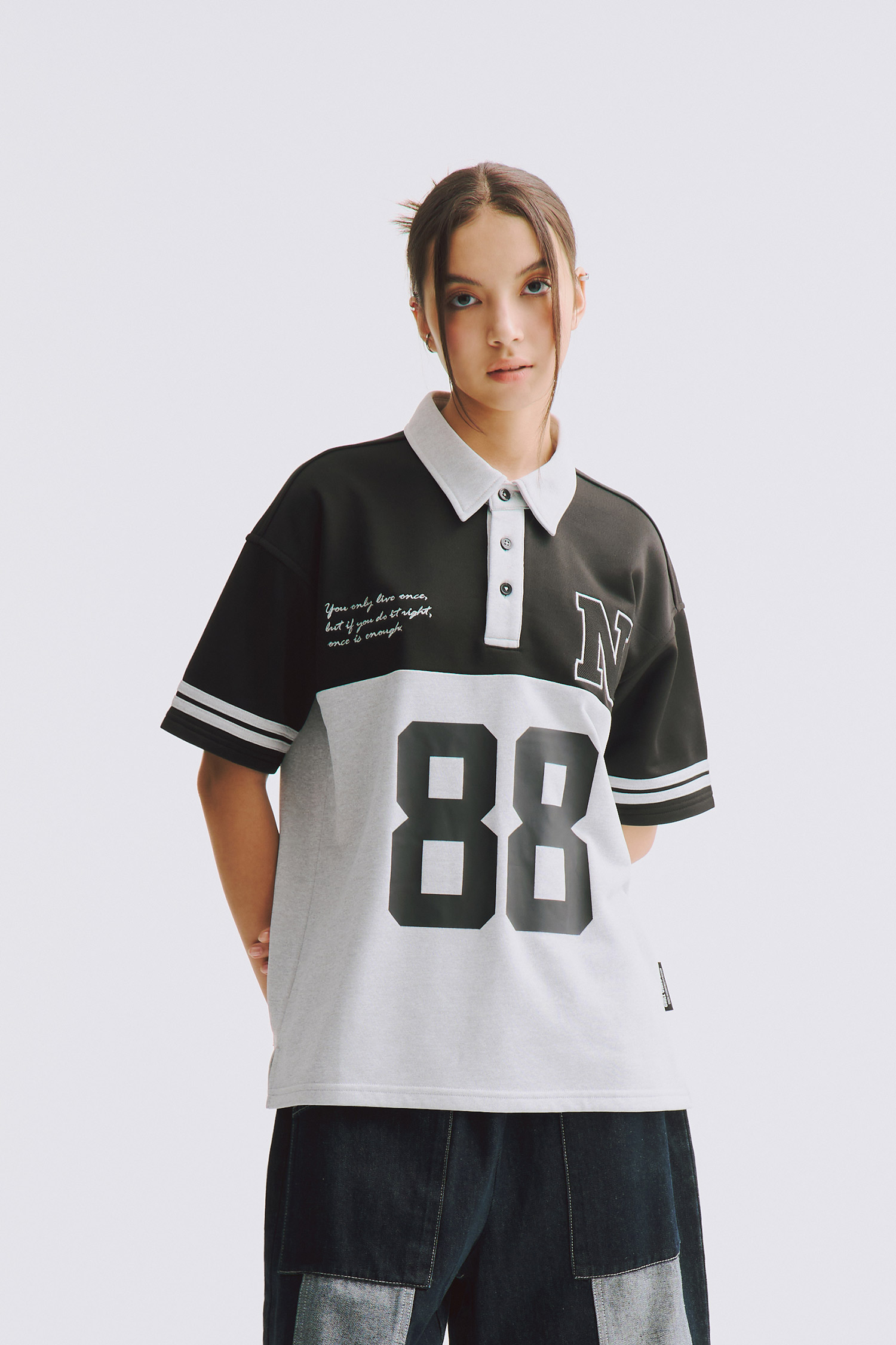 精彩人生翻領 彈性短袖上衣