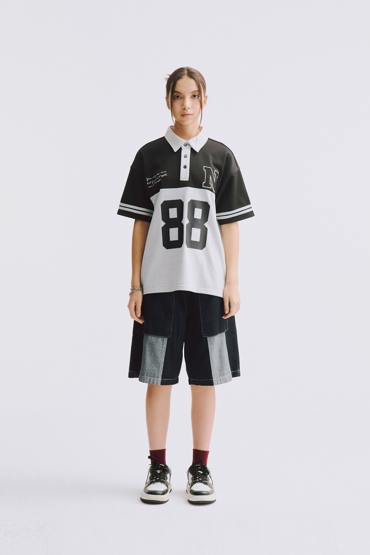 精彩人生翻領 彈性短袖上衣