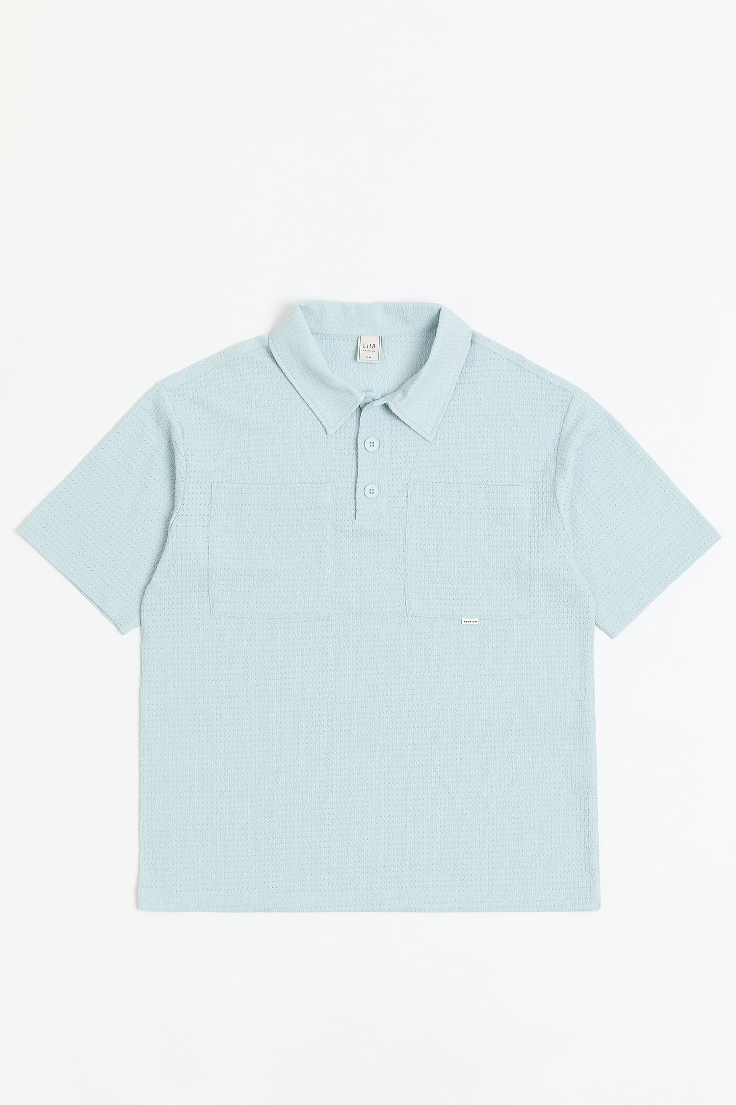 日光漫步 半開襟雕花短袖上衣