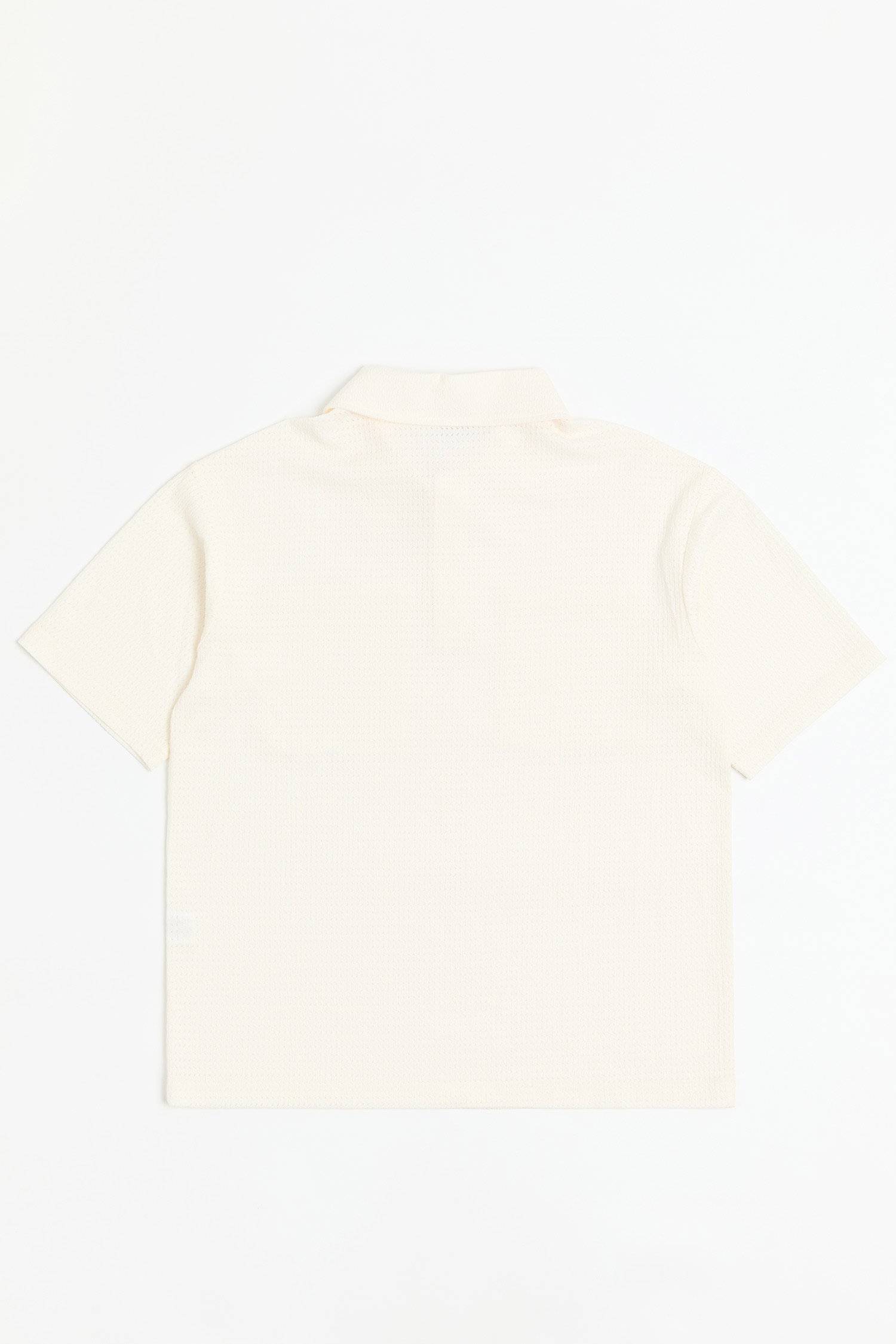 日光漫步 半開襟雕花短袖上衣