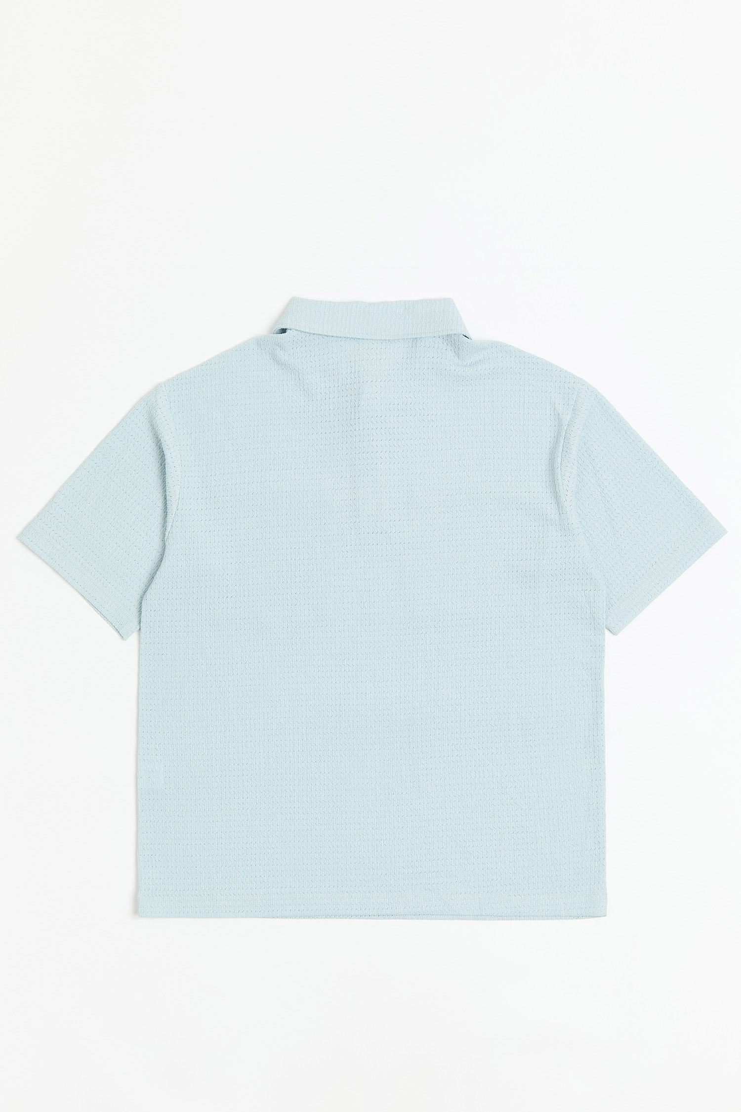 日光漫步 半開襟雕花短袖上衣