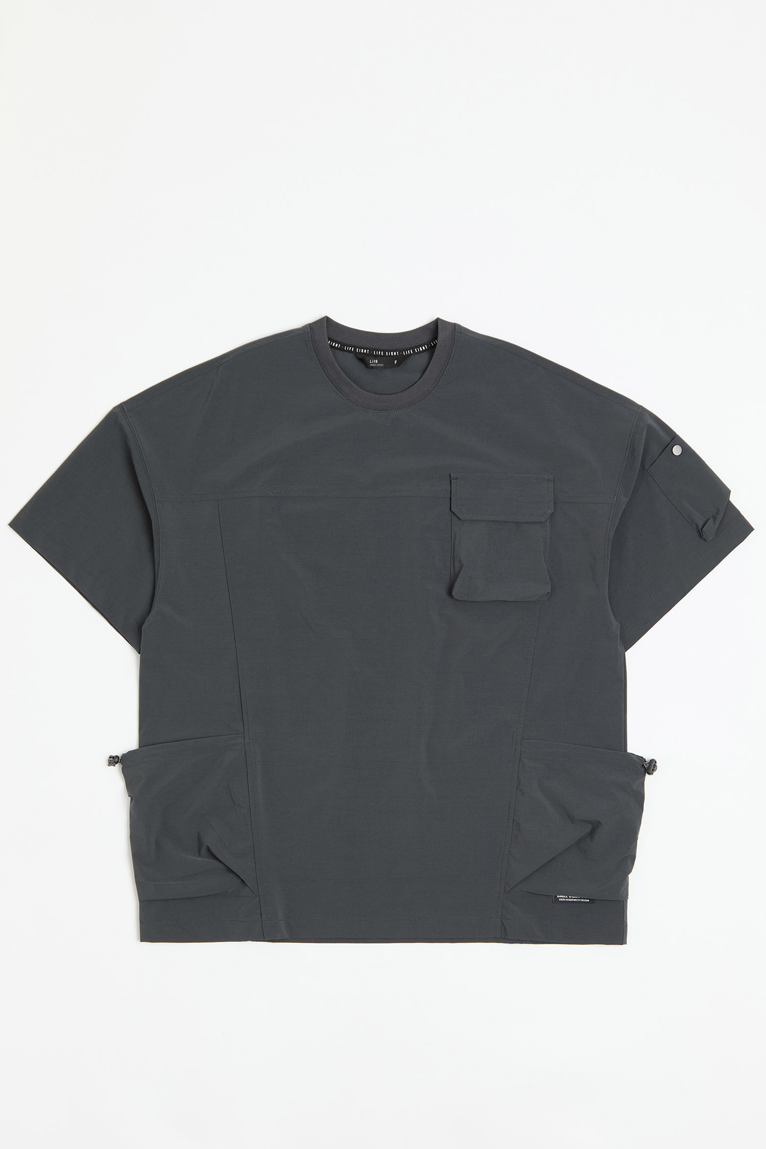 多口袋機能 彈力短袖上衣(寬版)