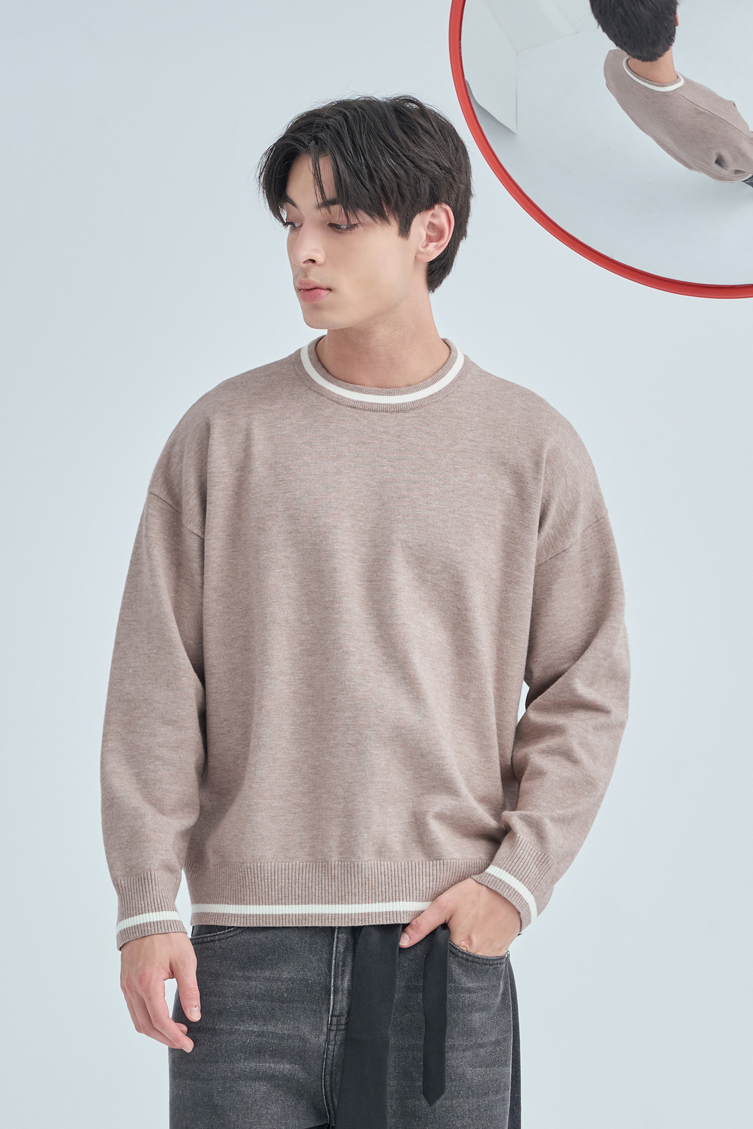 Life8 簡約配色 柔軟圓領毛衣