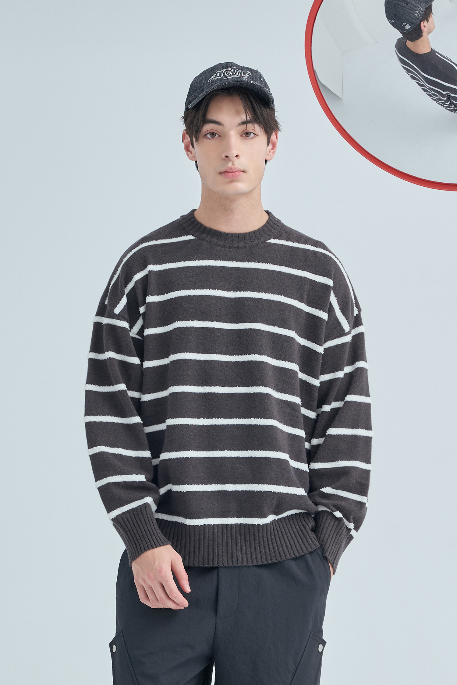 粗細交織 圓領針織毛衣