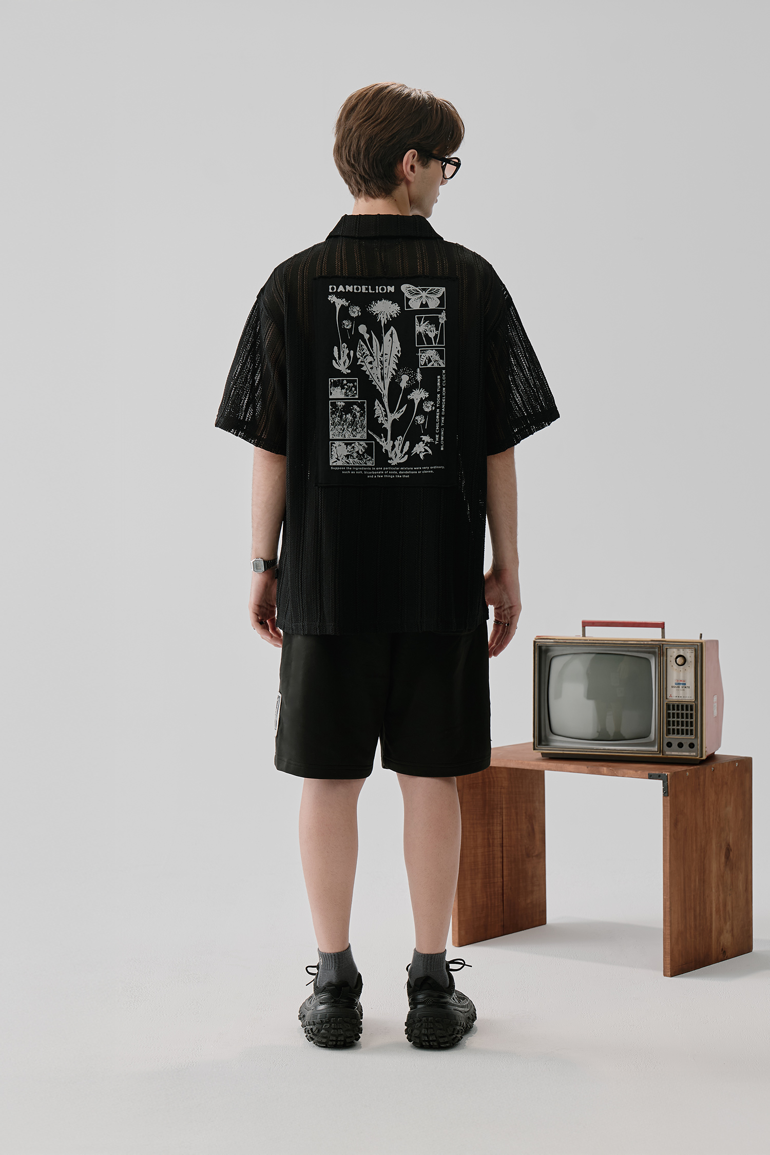 生態鏈 貼布印花網洞短袖襯衫