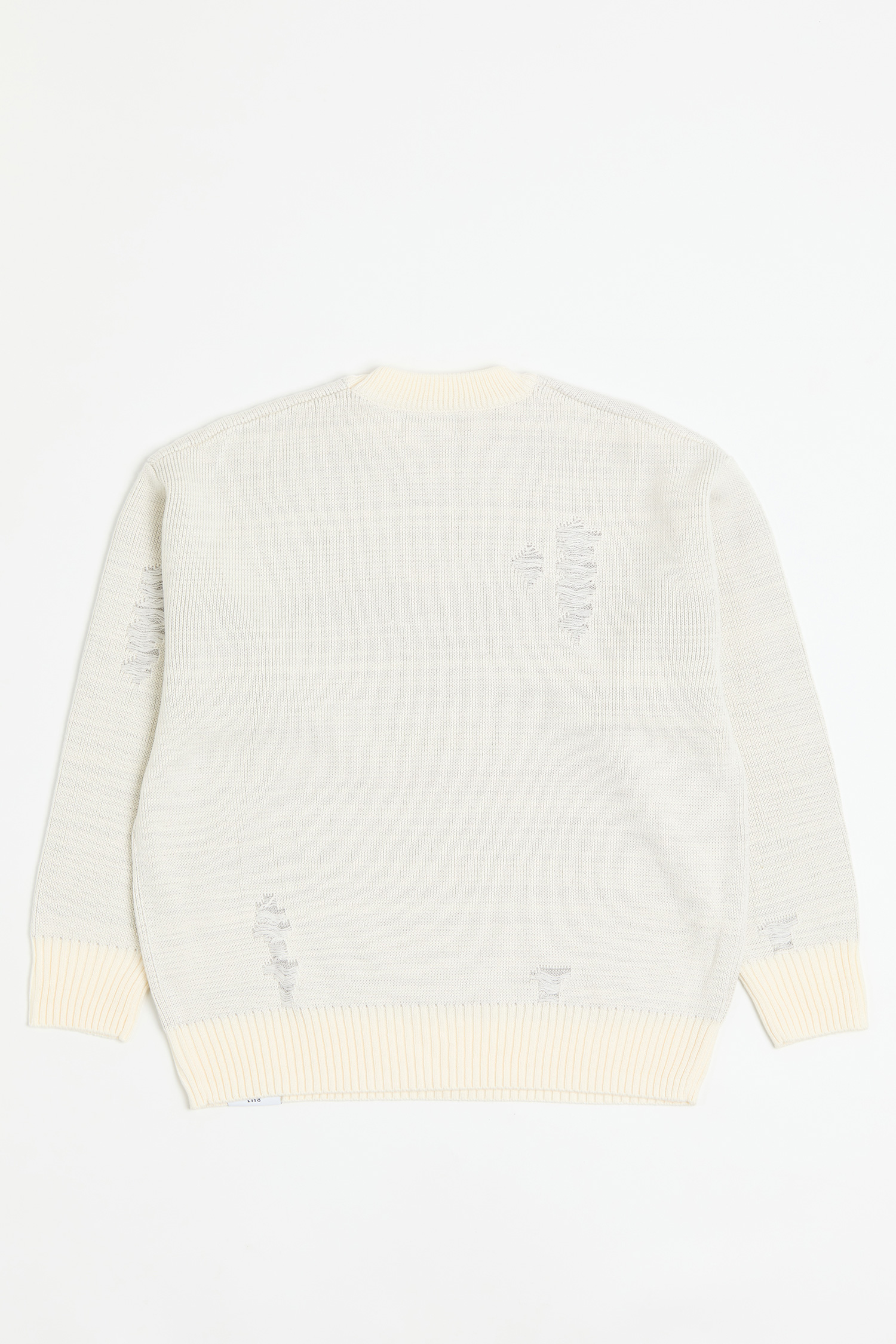 仿刷破鏤空 圓領針織毛衣