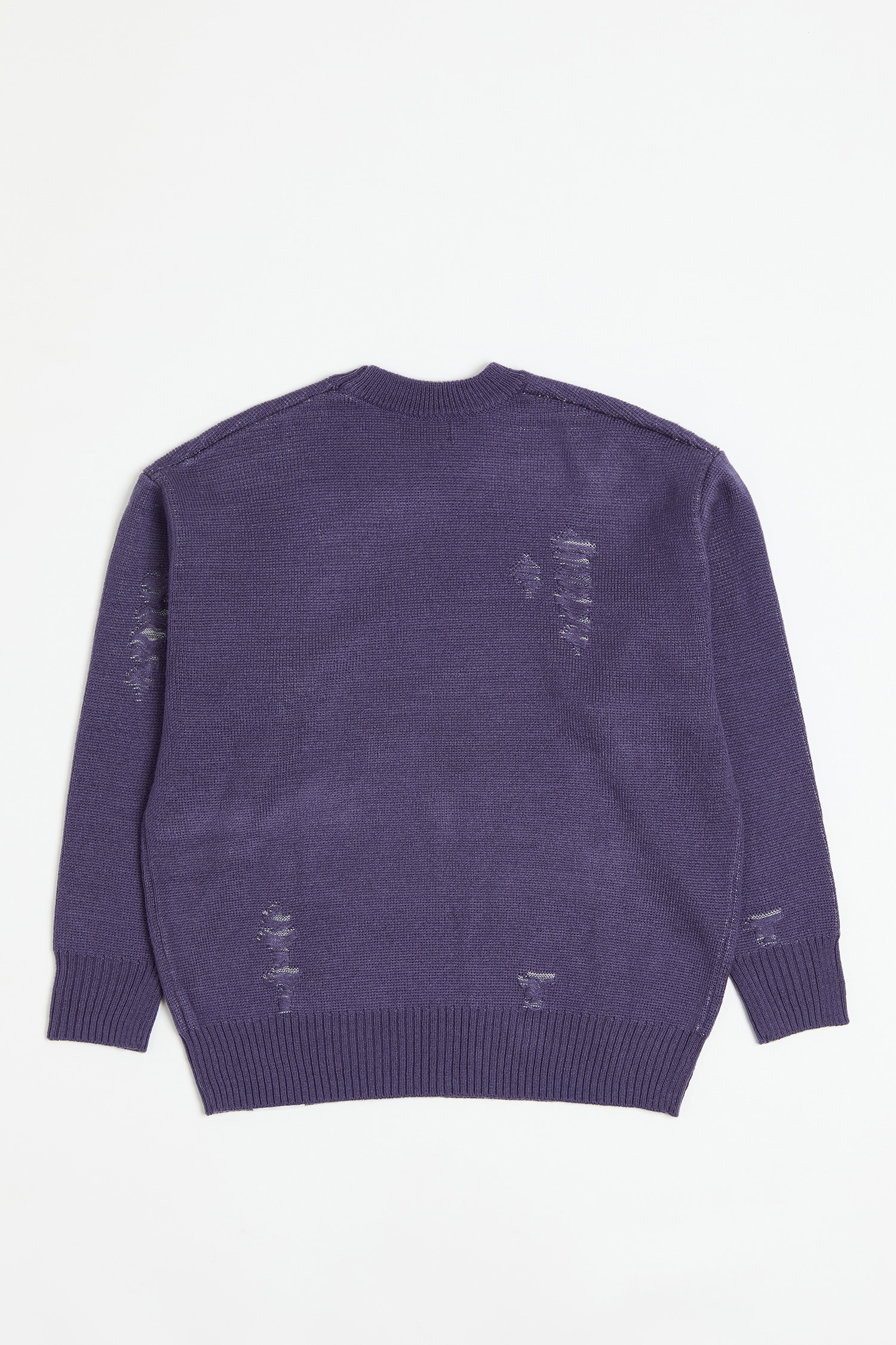 仿刷破鏤空 圓領針織毛衣