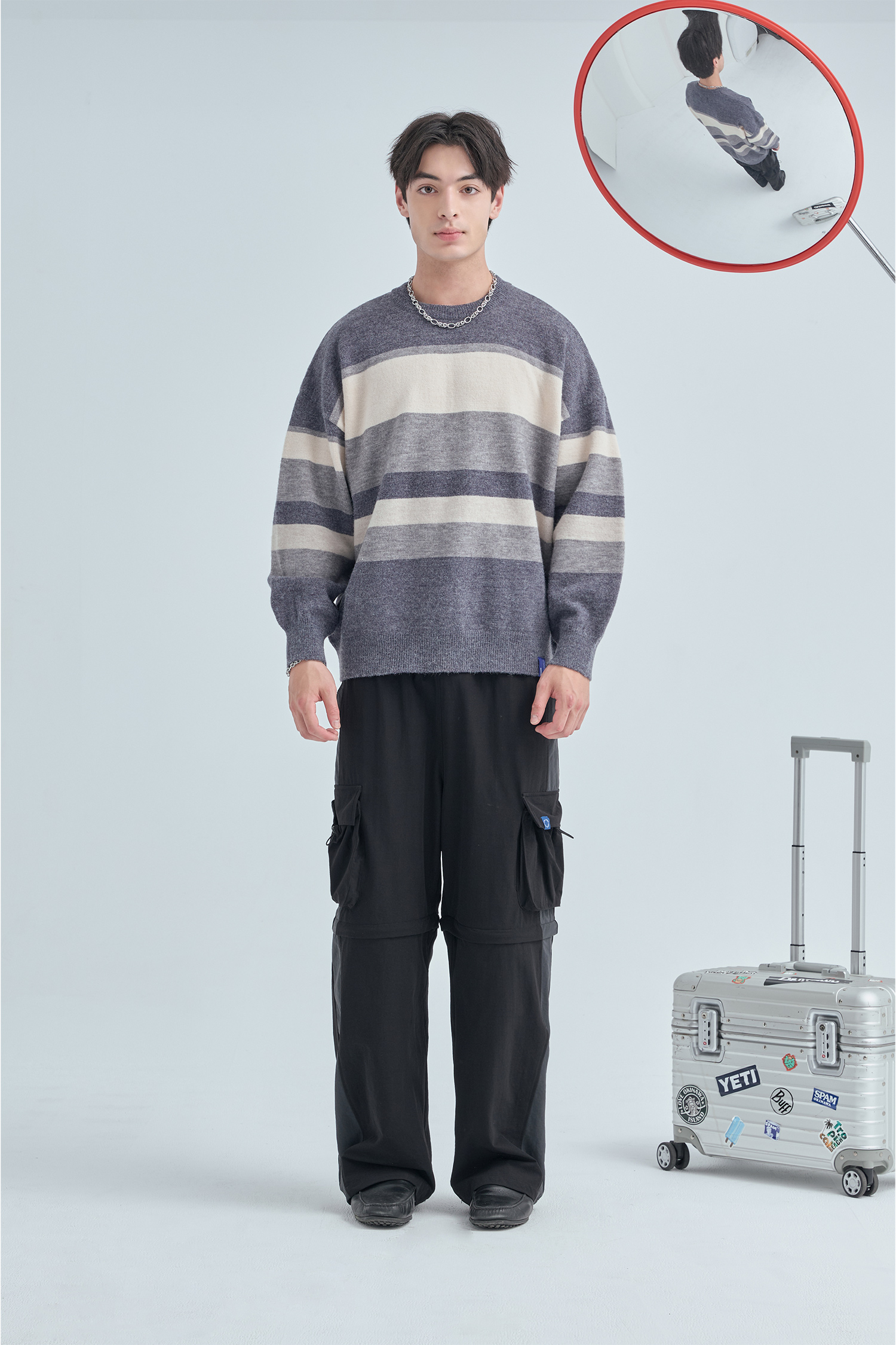 不規則條紋毛衣