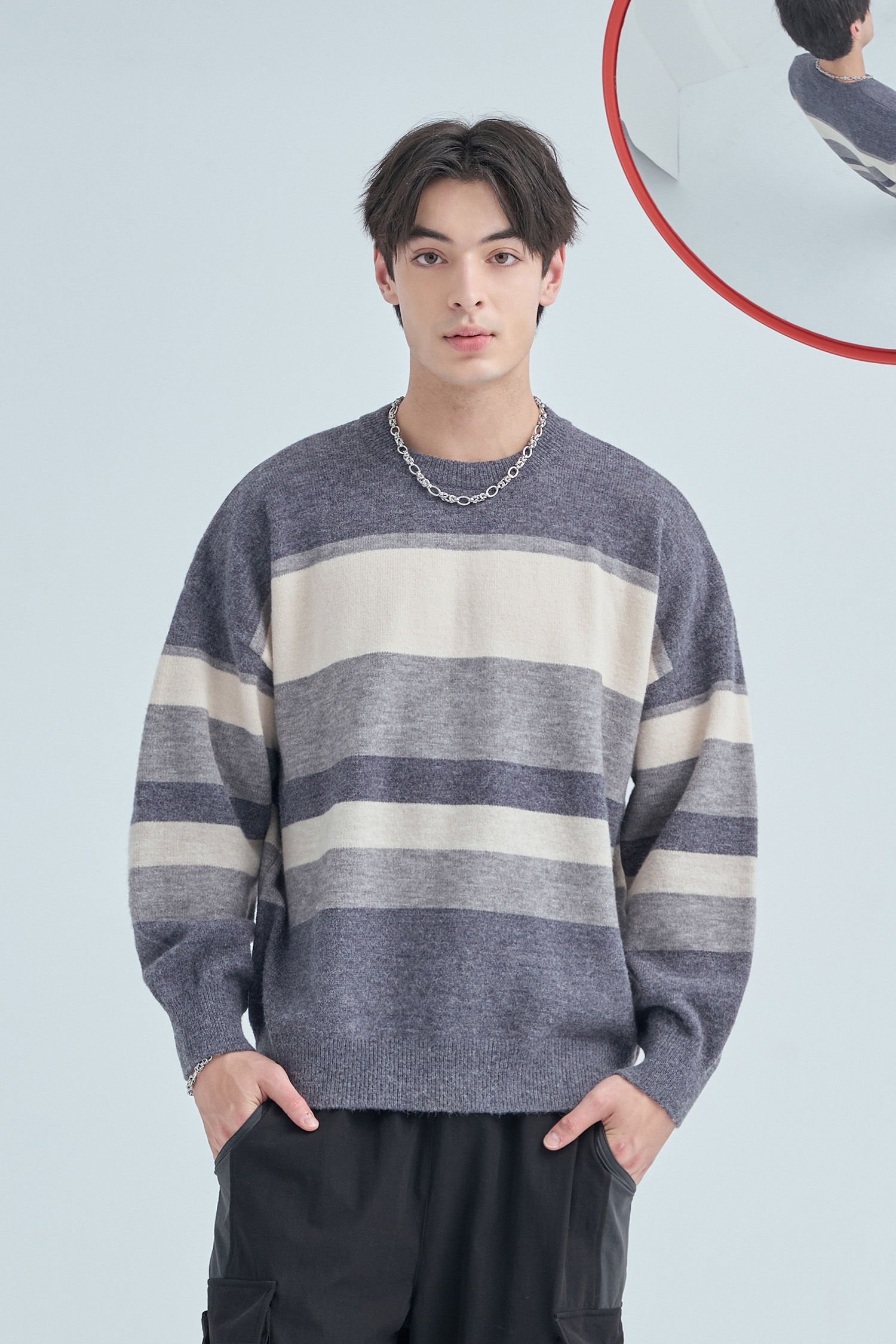 不規則條紋毛衣