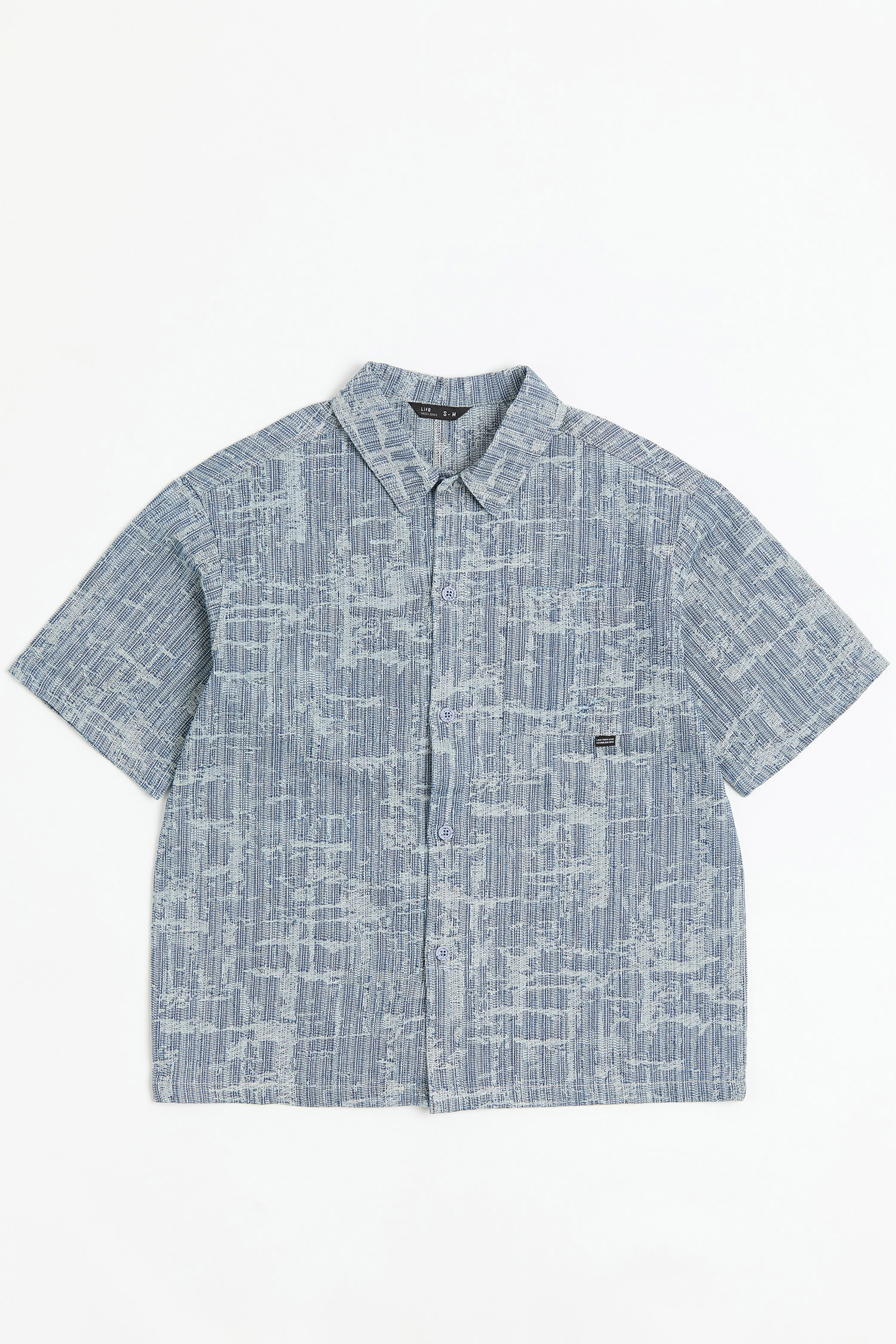 破損牛仔緹花 短袖襯衫